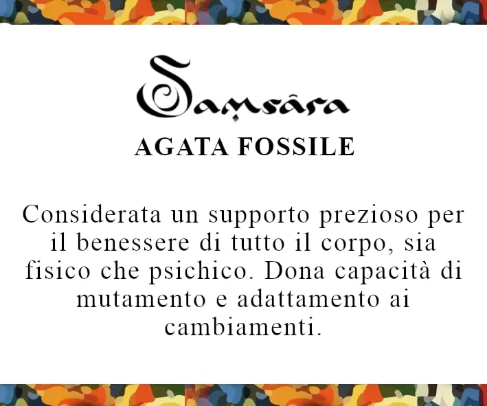 Samsara Bracciale Tibetano Buddista con Agata Fossile, Lunghezza Regolabile, Gioiello Ispirato alla Tradizione Spirituale con Filo in Cotone Cerato Resistente, Accessorio Unisex Artigianale - immagine 2