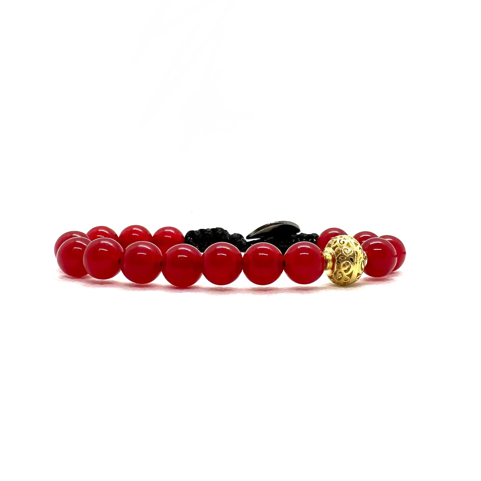 Samsara Bracciale Tibetano Ispirazione Buddista con Agata Rossa, Lunghezza Regolabile, Gioiello Artigianale con Filo in Cotone Cerato ad Alta Resistenza e Chiusura in Ottone - immagine 1