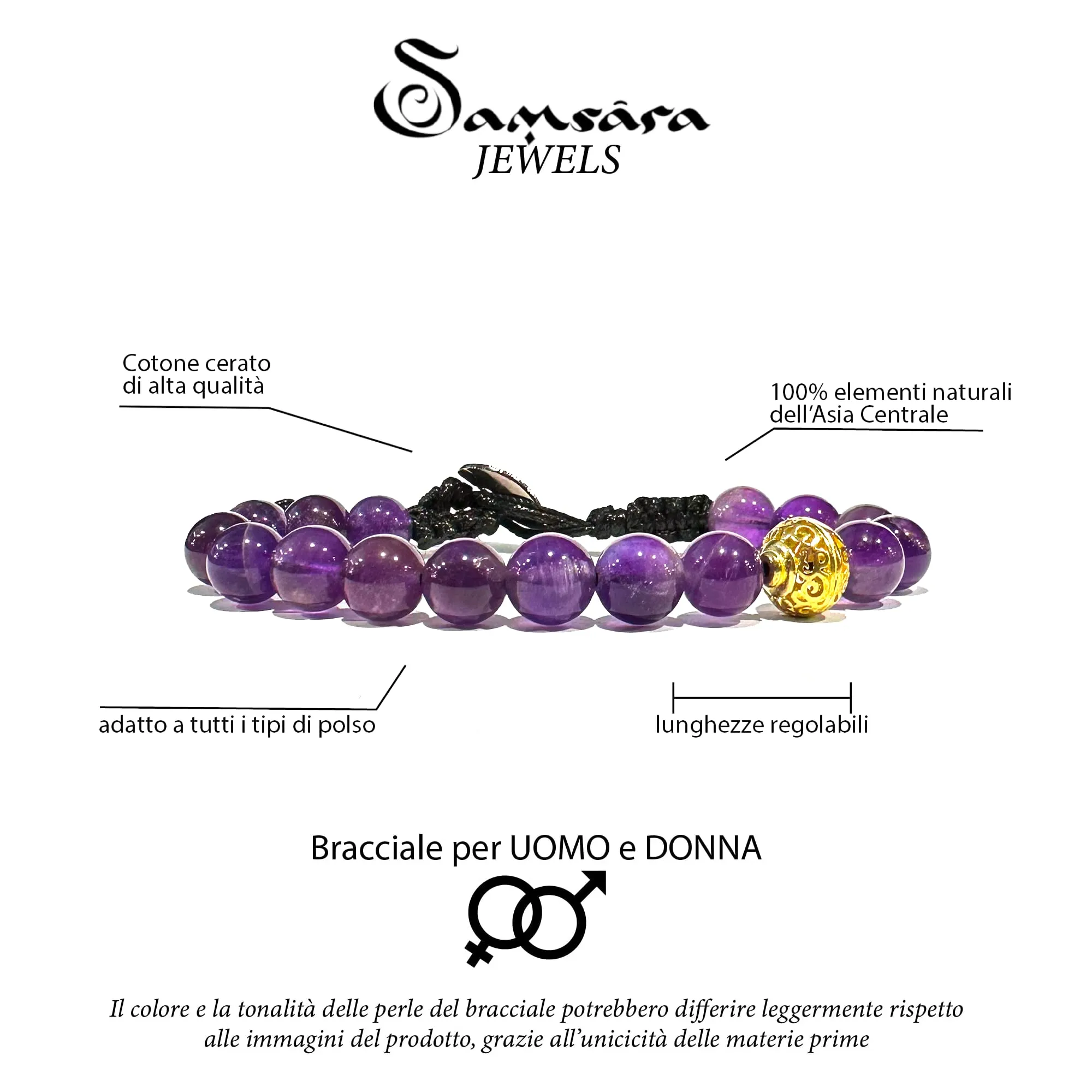 Samsara Bracciale Tibetano Ispirazione Buddista con Agata Rossa, Lunghezza Regolabile, Gioiello Artigianale con Filo in Cotone Cerato ad Alta Resistenza e Chiusura in Ottone - immagine 4