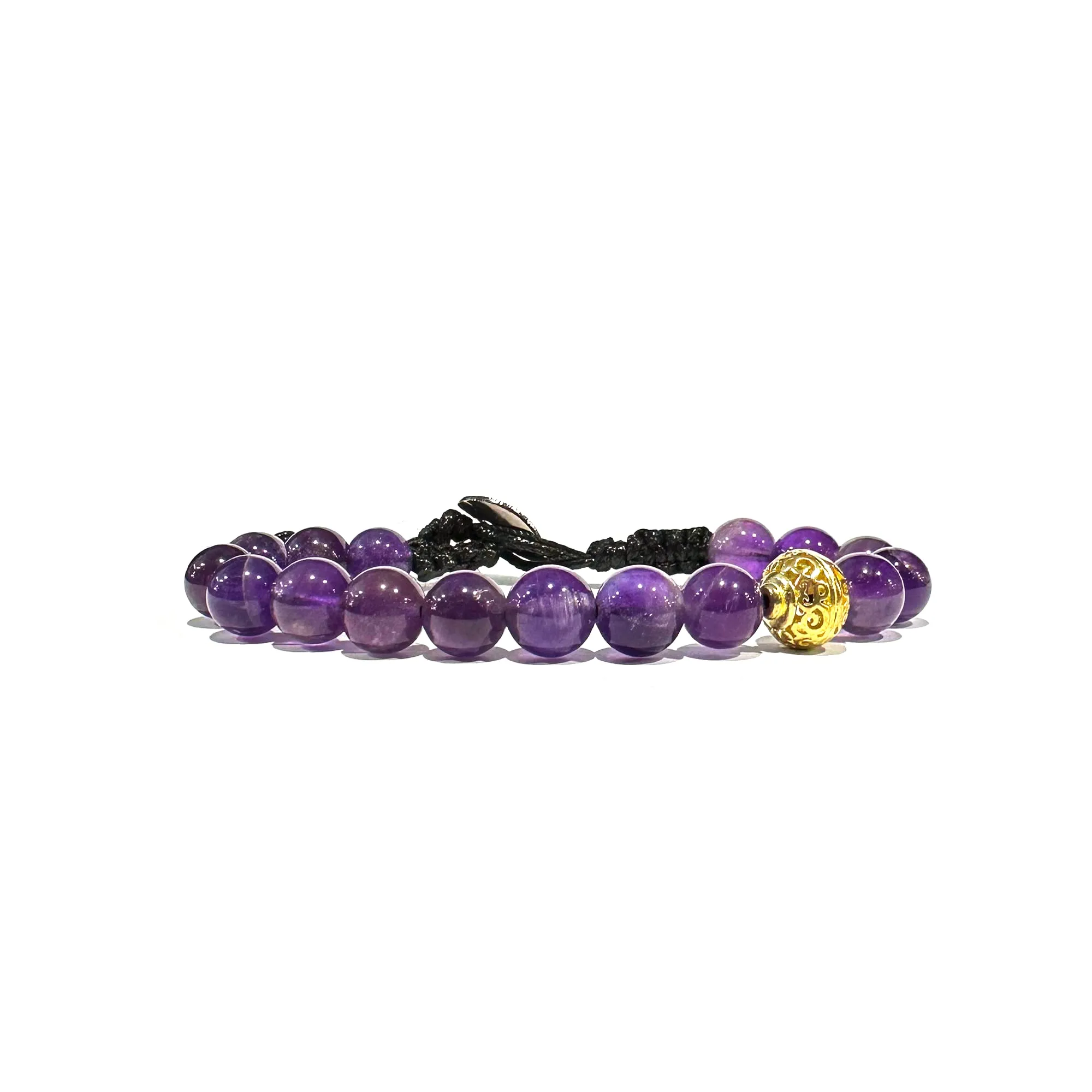 Samsara Bracciale Tibetano con Ametista – Lunghezza Regolabile – Filo in Cotone Cerato ad Alta Resistenza - AMETISTA - immagine 1