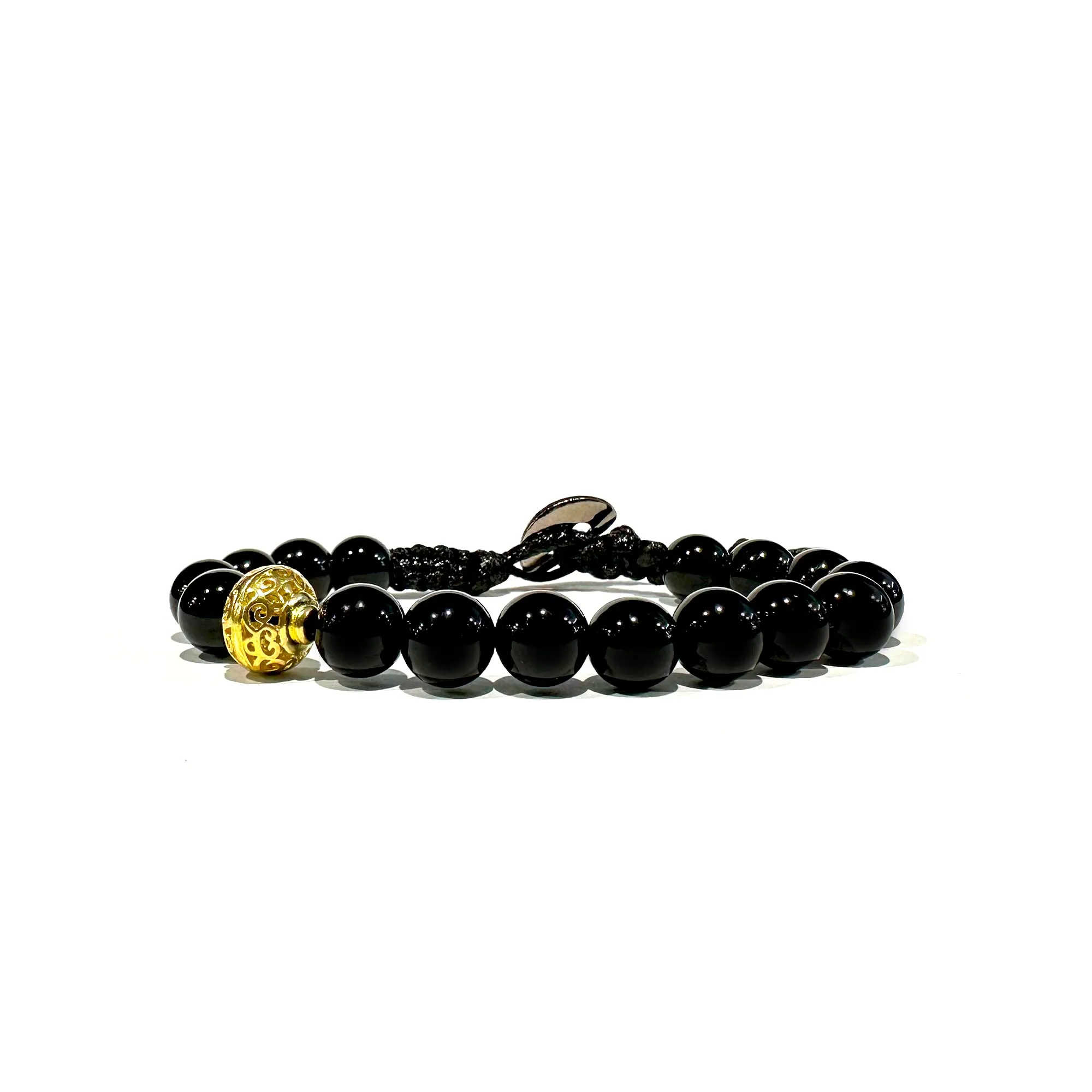 Samsara Bracciale Tibetano Buddista Regolabile Uomo Donna, Pietra Naturale Shungite con Mantra, Cordino in Cotone Cerato Resistente, Stile Shamballa Artigianale, Accessorio Elegante e Versatile - immagine 1