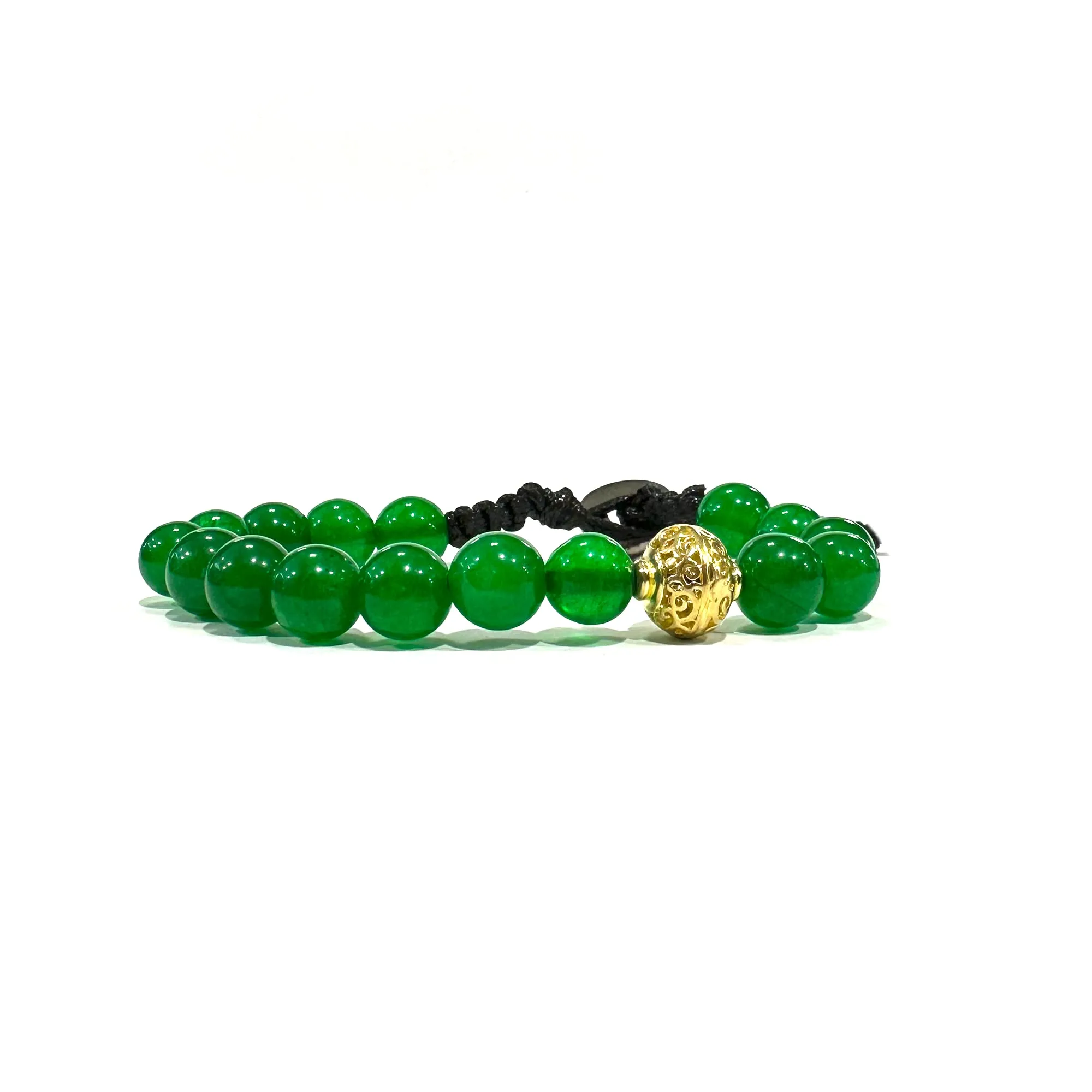 Samsara Bracciale Tibetano in Agata Verde Regolabile 18,5-22,5 cm Perline Naturali 8 mm Filo Cotone Cerato Alta Resistenza Chiusura Ottone Gioiello Artigianale Unisex con Sacchetto - immagine 1