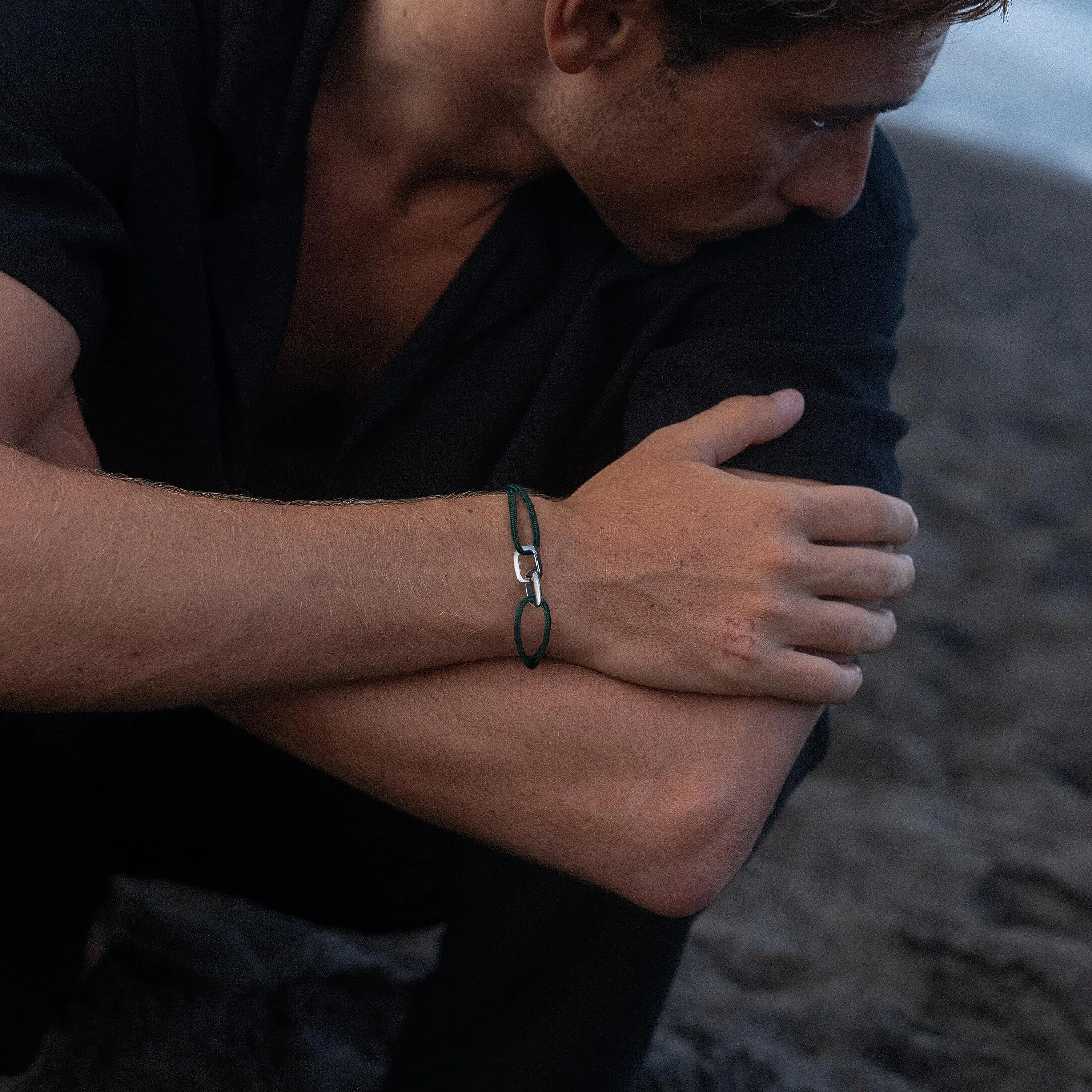 Made by Nami Bracciale Uomo Corda Marina Acciaio Inossidabile Regolabile Nautico Fatto a Mano - immagine 3