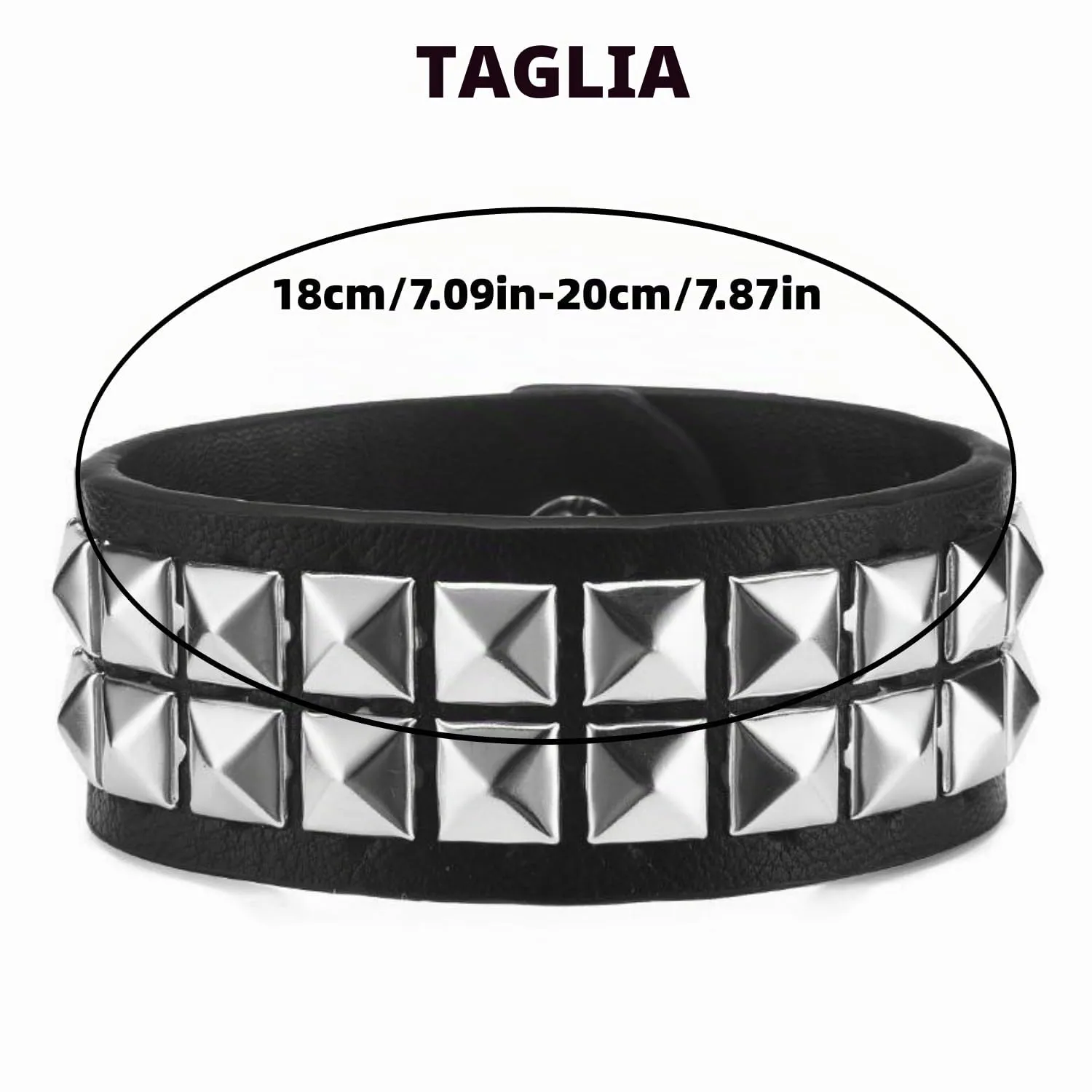 Fenglin-joy Punk Braccialetto in Pelle,3 pezzi Braccialetto regolabile rivetto Bracciale Punk in Pelle con Borchie bracciale borchie per uomini e donne,Pelle sintetica - immagine 2