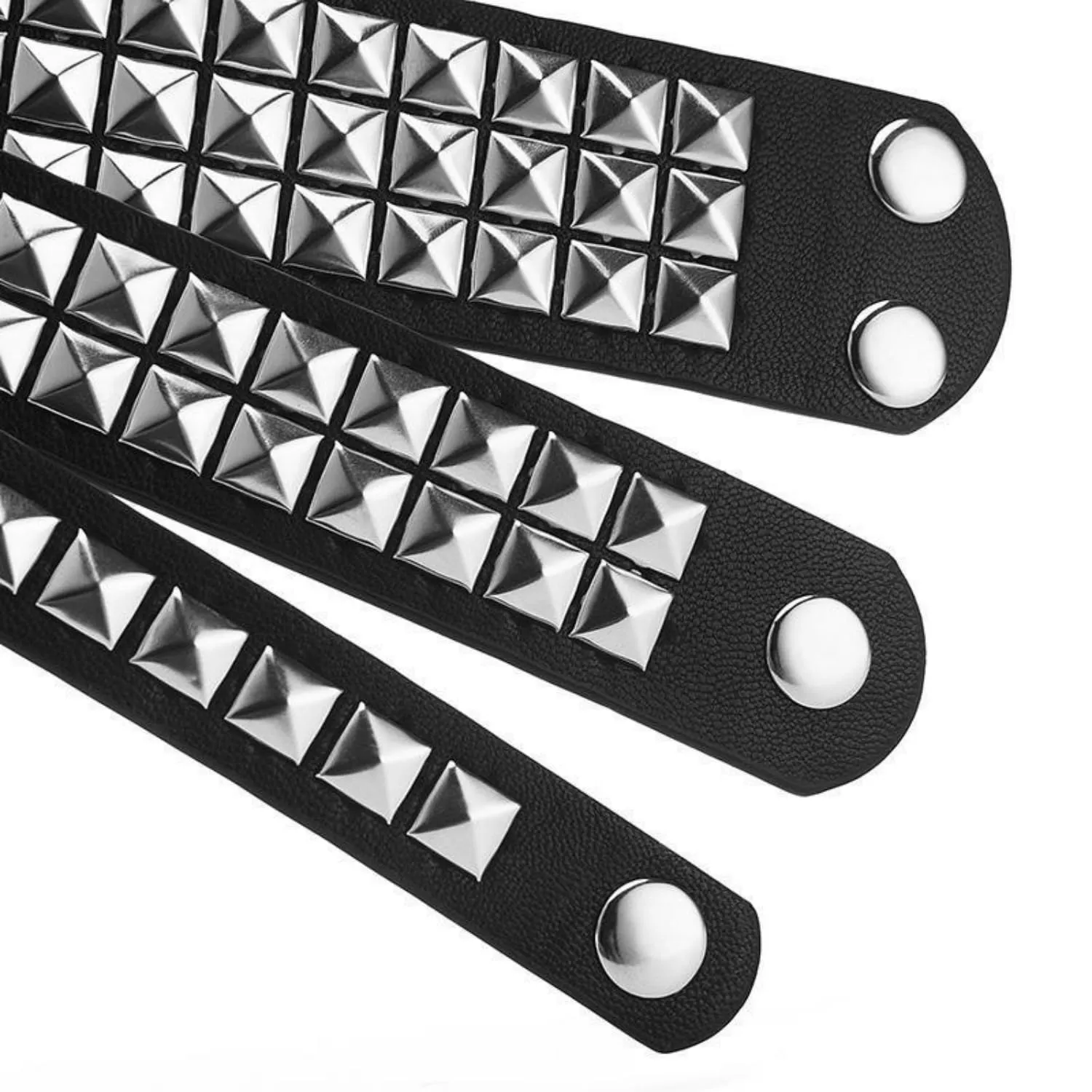 Fenglin-joy Punk Braccialetto in Pelle,3 pezzi Braccialetto regolabile rivetto Bracciale Punk in Pelle con Borchie bracciale borchie per uomini e donne,Pelle sintetica - immagine 4