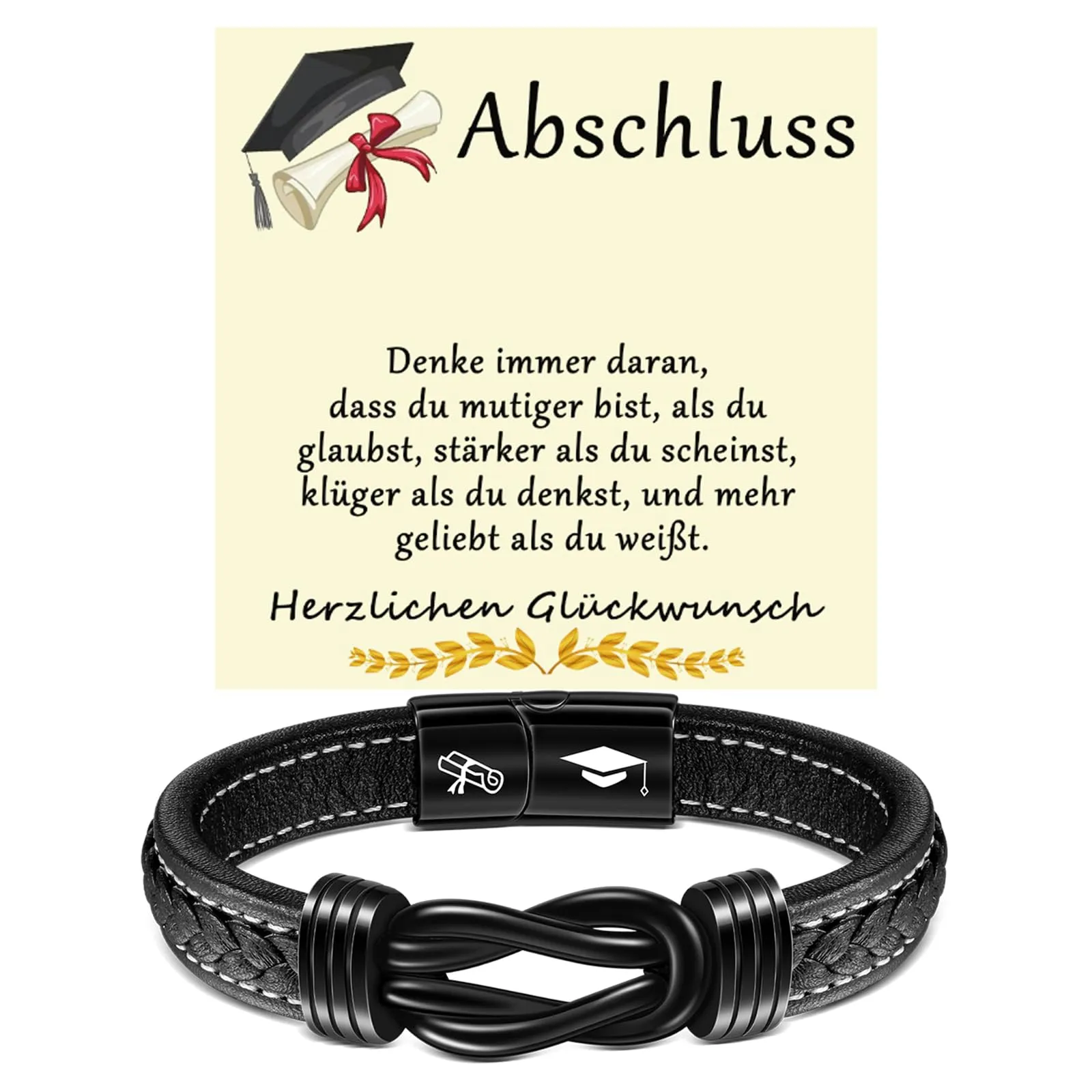 YELUWA Regalo Laurea per Lui Uomo Ragazzo, Bracciale Uomo Regalo - immagine 1