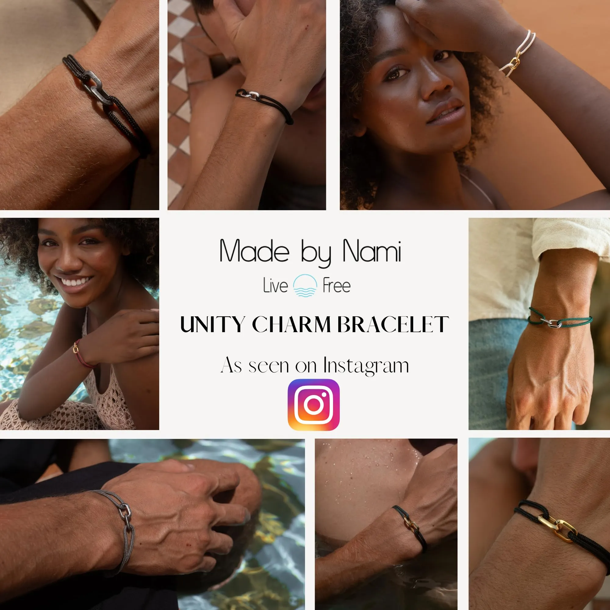 Made by Nami Bracciale Corda Uomo Donna Waterproof - Braccialetto Surfer Regolabile Ciondolo Acciaio Inossidabile - Coppia Sport Acquatici Spiaggia Rosso Oro - immagine 6