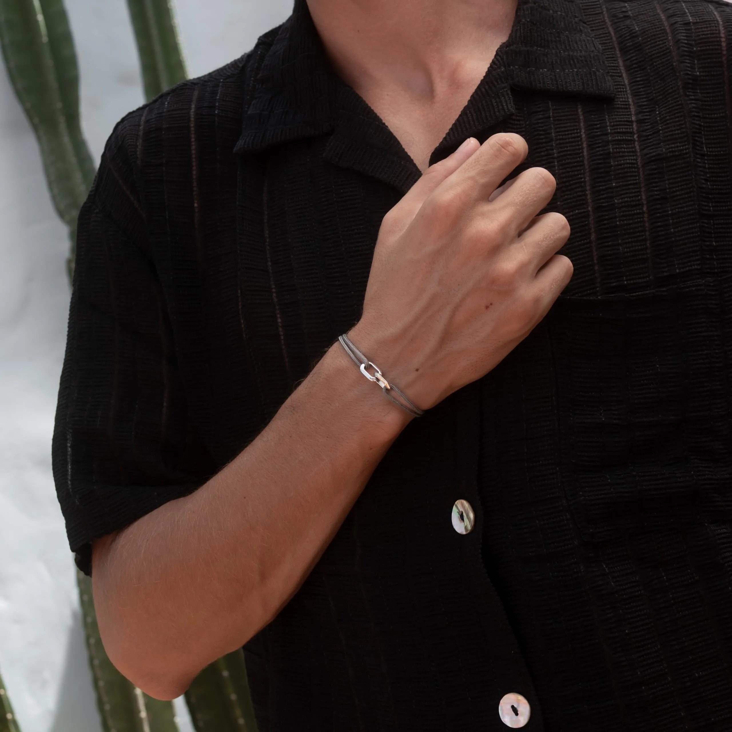 Made by Nami Bracciale Uomo Donna Corda Vela Impermeabile Handmade - Regolabile Acciaio Inox - Nodo Scorrevole Nautico - Regalo (Grigio Argento) - immagine 3