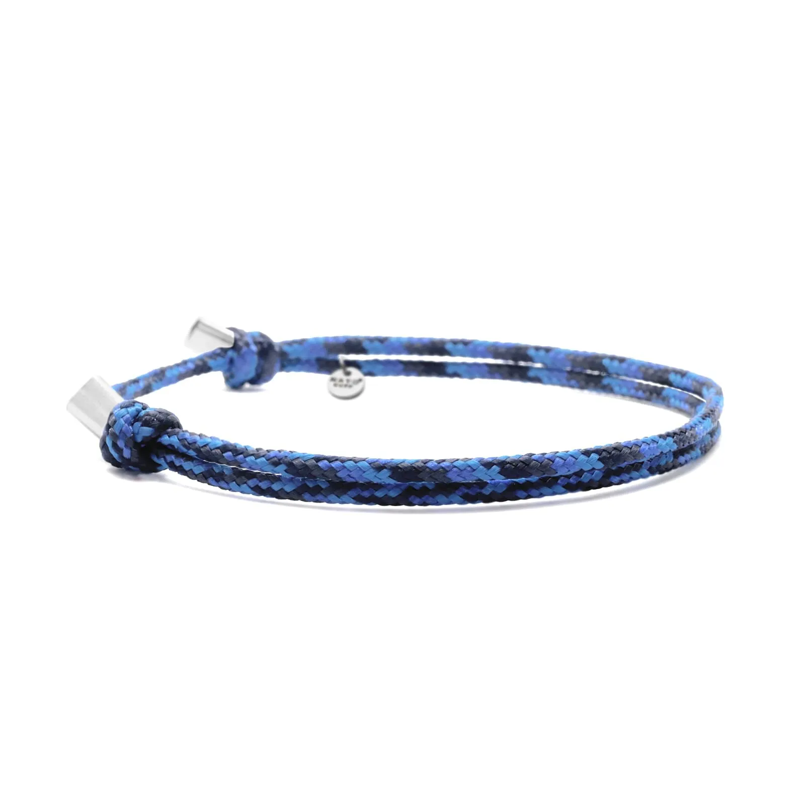 Nato Cuff - Bracciale Paracord 2mm - Fatto a mano in Francia - Gioiello Uomo o Donna regolabile (Nero/Blu) - immagine 1