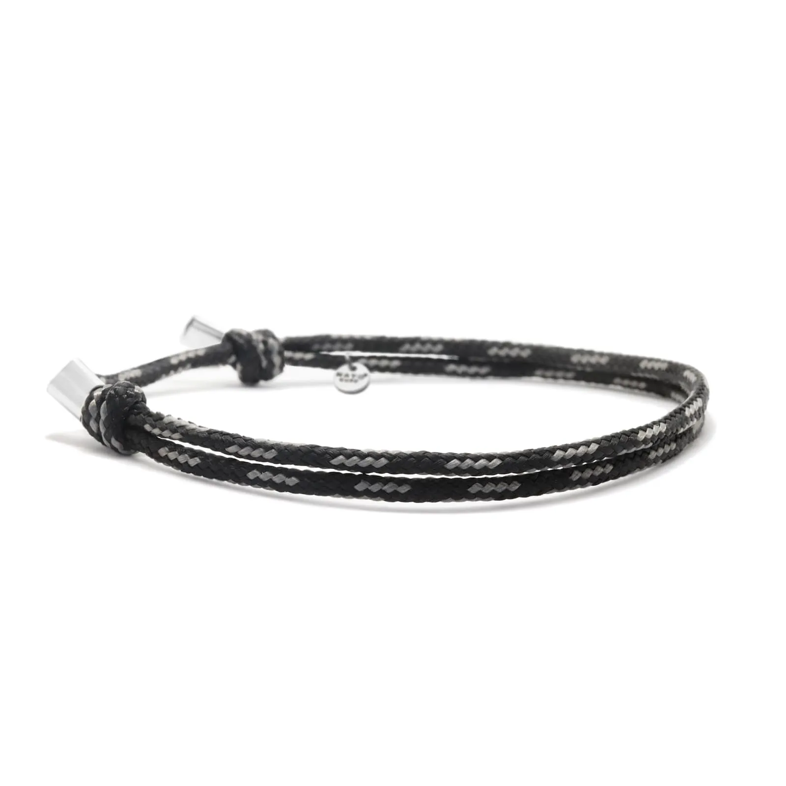 Nato Cuff - Bracciale Paracord 2mm - Fatto a mano in Francia - Gioiello Uomo o Donna regolabile (Nero/Grigio) - immagine 1