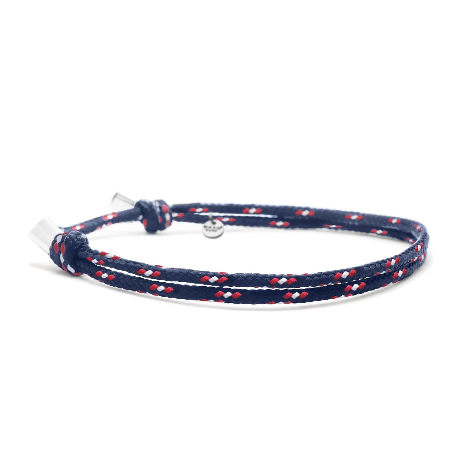 Nato Cuff - Bracciale Paracord 2mm - Fatto a mano in Francia - Gioiello Uomo o Donna regolabile (Blu/Bianco/Rosso) - immagine 1
