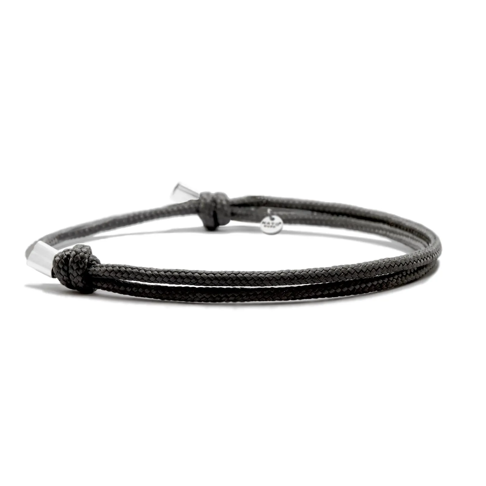 Nato Cuff - Bracciale Paracord 2mm - Fatto a mano in Francia - Gioiello Uomo o Donna regolabile (Nero) - immagine 1