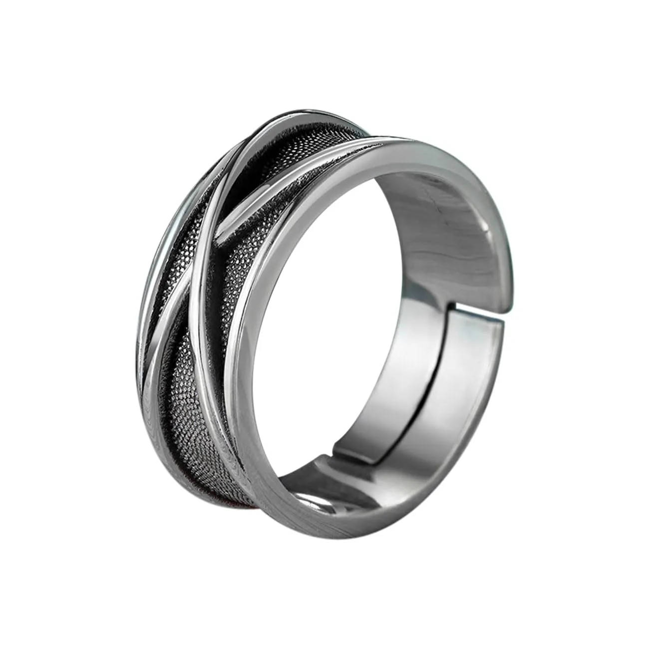 KONFEN Anello Uomo, Vichingo Intagliati Regolabile, Anelli Aperti Vintage Hip Pop Gothic Punk Classic Gioielli dalla Struttura Pollice Mignolo Unica, Argento - immagine 1