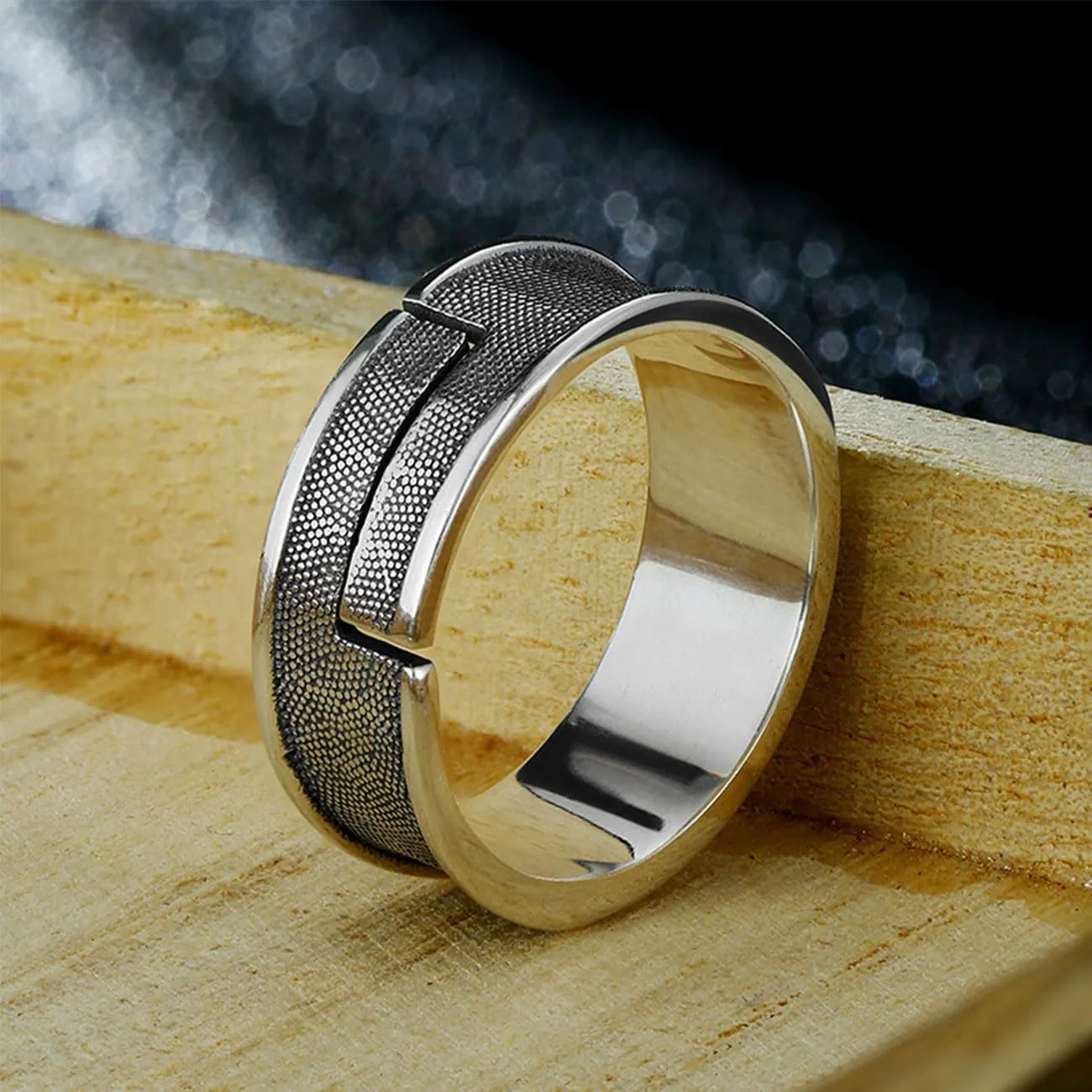 KONFEN Anello Uomo, Vichingo Intagliati Regolabile, Anelli Aperti Vintage Hip Pop Gothic Punk Classic Gioielli dalla Struttura Pollice Mignolo Unica, Argento - immagine 5