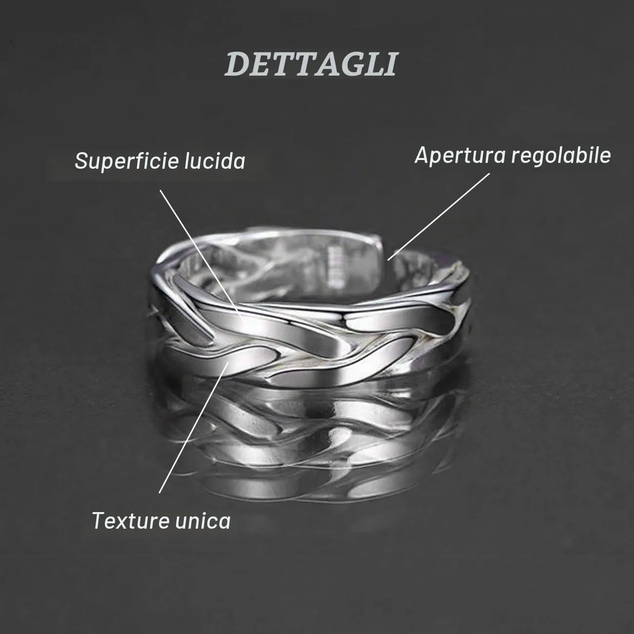 KONFEN Anello Uomo, Vichingo Intagliati Regolabile, Anelli Aperti Vintage Hip Pop Gothic Punk Classic Gioielli dalla Struttura Pollice Mignolo Unica, Argento - immagine 4