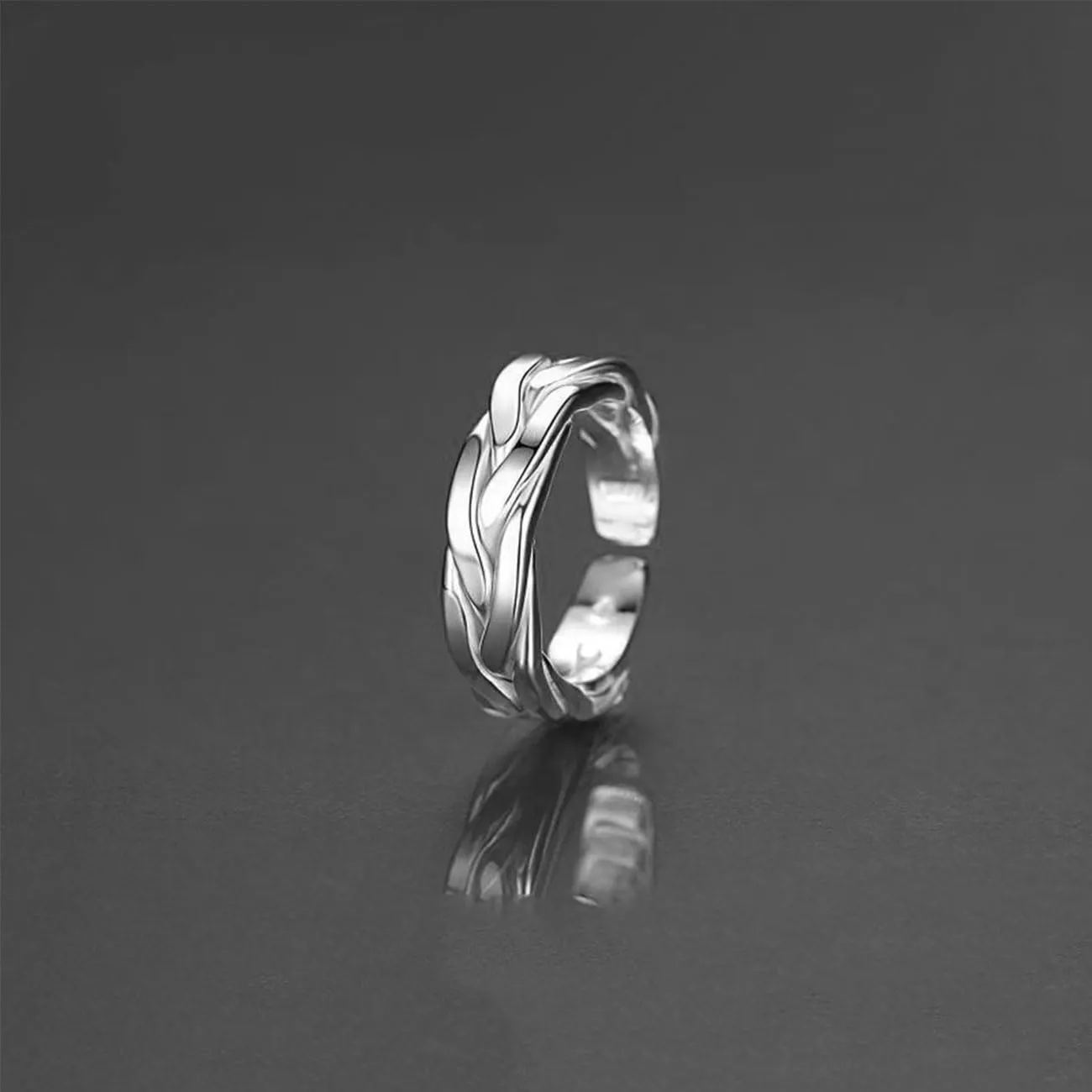 KONFEN Anello Uomo, Vichingo Intagliati Regolabile, Anelli Aperti Vintage Hip Pop Gothic Punk Classic Gioielli dalla Struttura Pollice Mignolo Unica, Argento - immagine 5