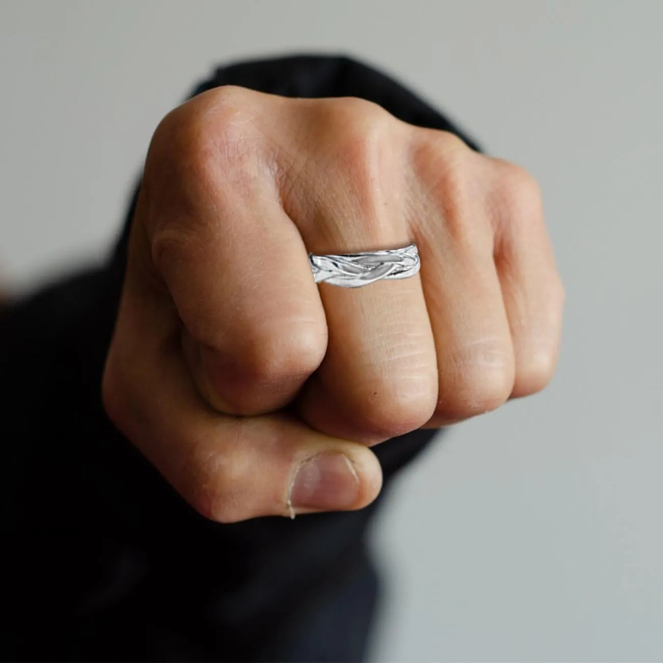 KONFEN Anello Uomo, Vichingo Intagliati Regolabile, Anelli Aperti Vintage Hip Pop Gothic Punk Classic Gioielli dalla Struttura Pollice Mignolo Unica, Argento - immagine 7