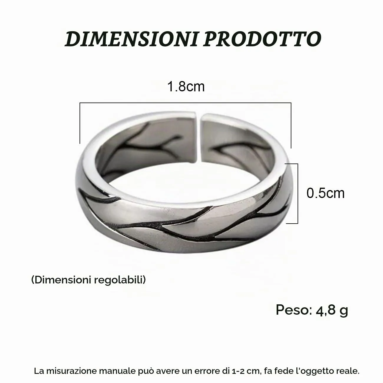 KONFEN Anello Vintage Aperto Regolabile da Uomo, Anello Vichingo con Design Möbiusz/Intertwined Chain/Vine/Crossover Pattern, Materiale Ipoallergenico Argento - immagine 6
