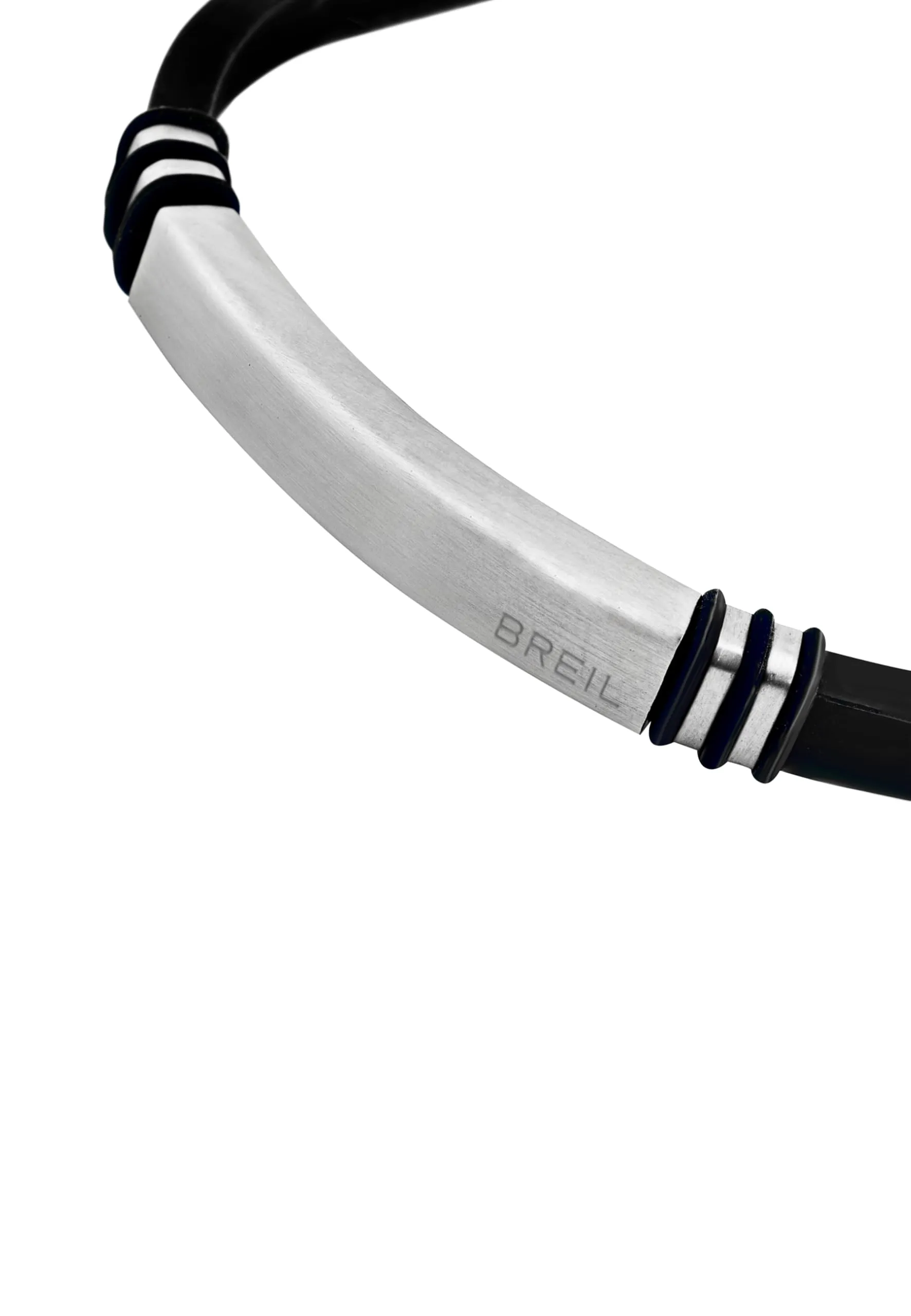 Breil, Collezione Light Cuff, Bracciale da Uomo in Acciaio Satinato e Silicone Nero, Chiusura a Pulsante, Regolabile, Lunghezza 22 cm, Dimensioni Regolabili fino a 17 cm - immagine 3