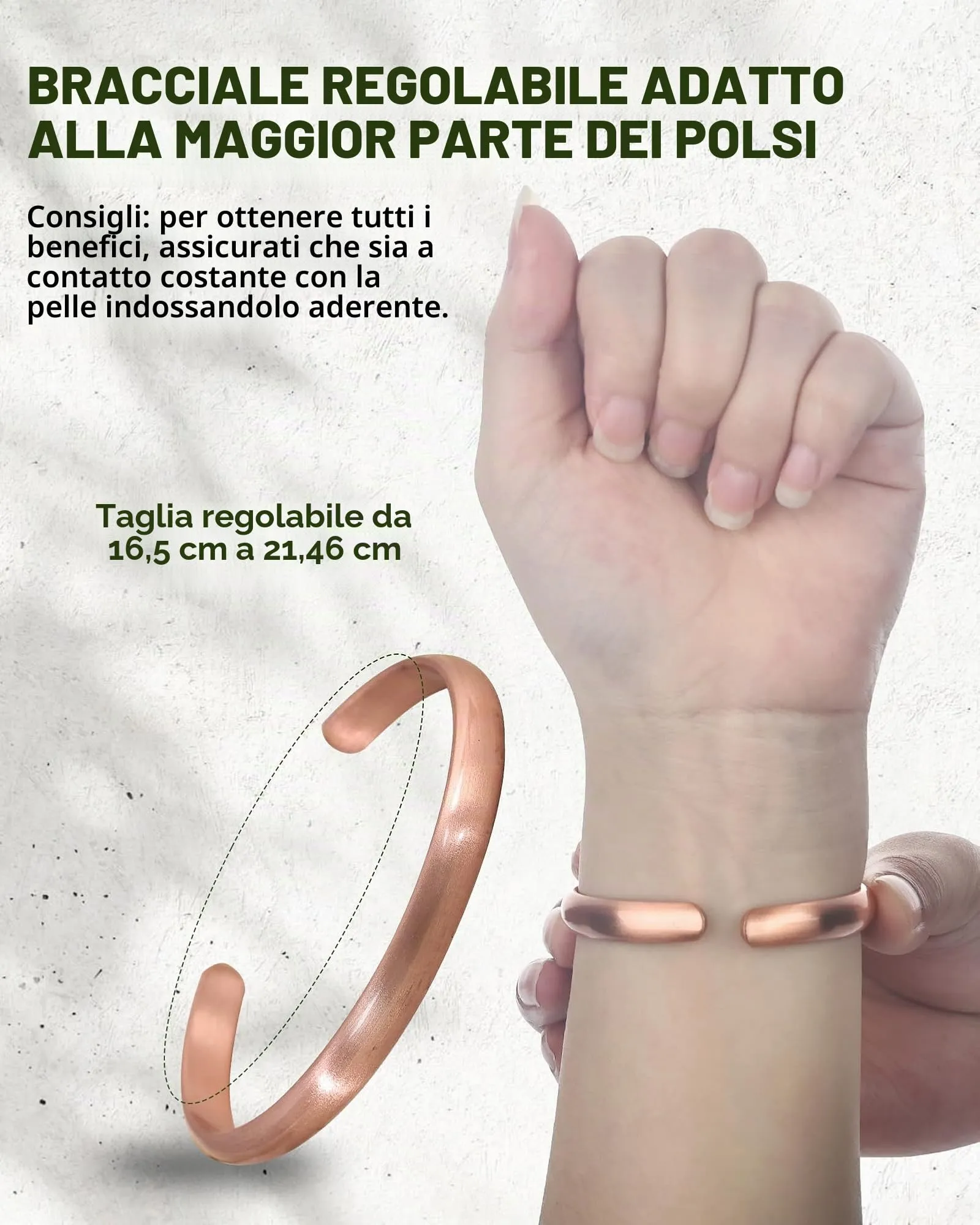 MagEnergy Braccialetto in rame per uomini e donne, 100% puro rame, grezzo, solido e non rivestito, fatto a mano, braccialetto tibetano senza tempo, Medio, Rame, Non pietra preziosa - immagine 4