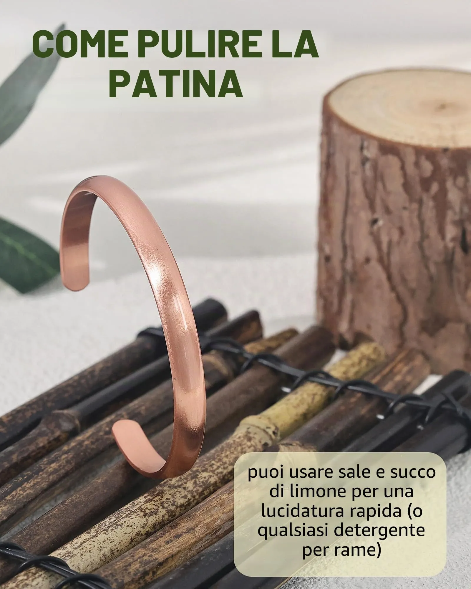 MagEnergy Braccialetto in rame per uomini e donne, 100% puro rame, grezzo, solido e non rivestito, fatto a mano, braccialetto tibetano senza tempo, Medio, Rame, Non pietra preziosa - immagine 5