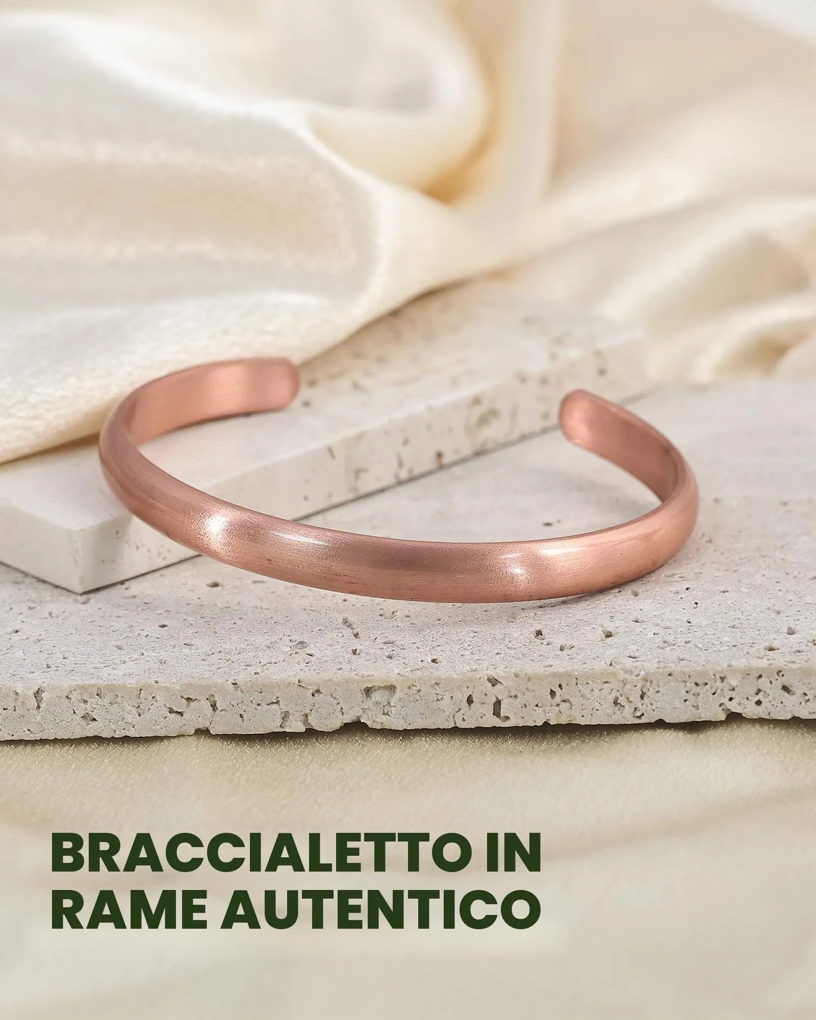 MagEnergy Braccialetto in rame per uomini e donne, 100% puro rame, grezzo, solido e non rivestito, fatto a mano, braccialetto tibetano senza tempo, Medio, Rame, Non pietra preziosa - immagine 7