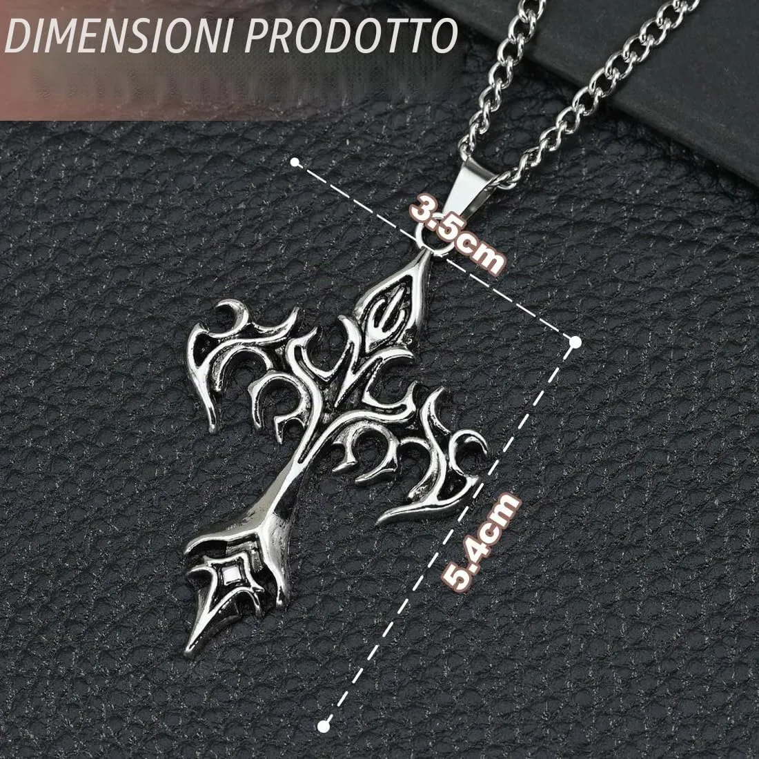 KIRZAX 2 pezzi di uomini croce collana in acciaio inox catena semplice gioielli regalo Moda maschile ciondolo catena d'argento nero collana - immagine 2