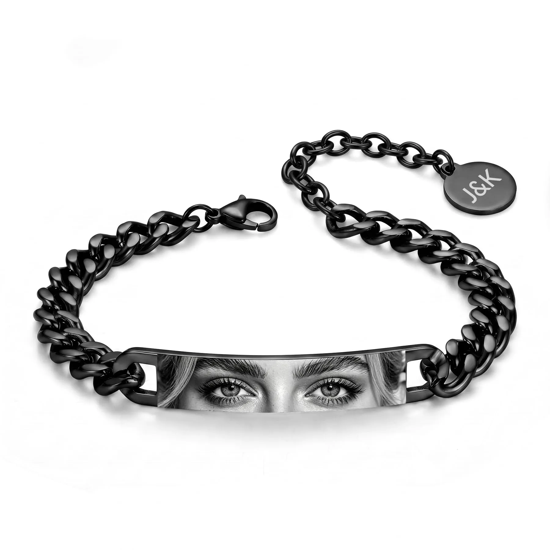 Bracciale Uomo Personalizzato con Foto degli Occhi, Regalo per Fidanzato - immagine 1