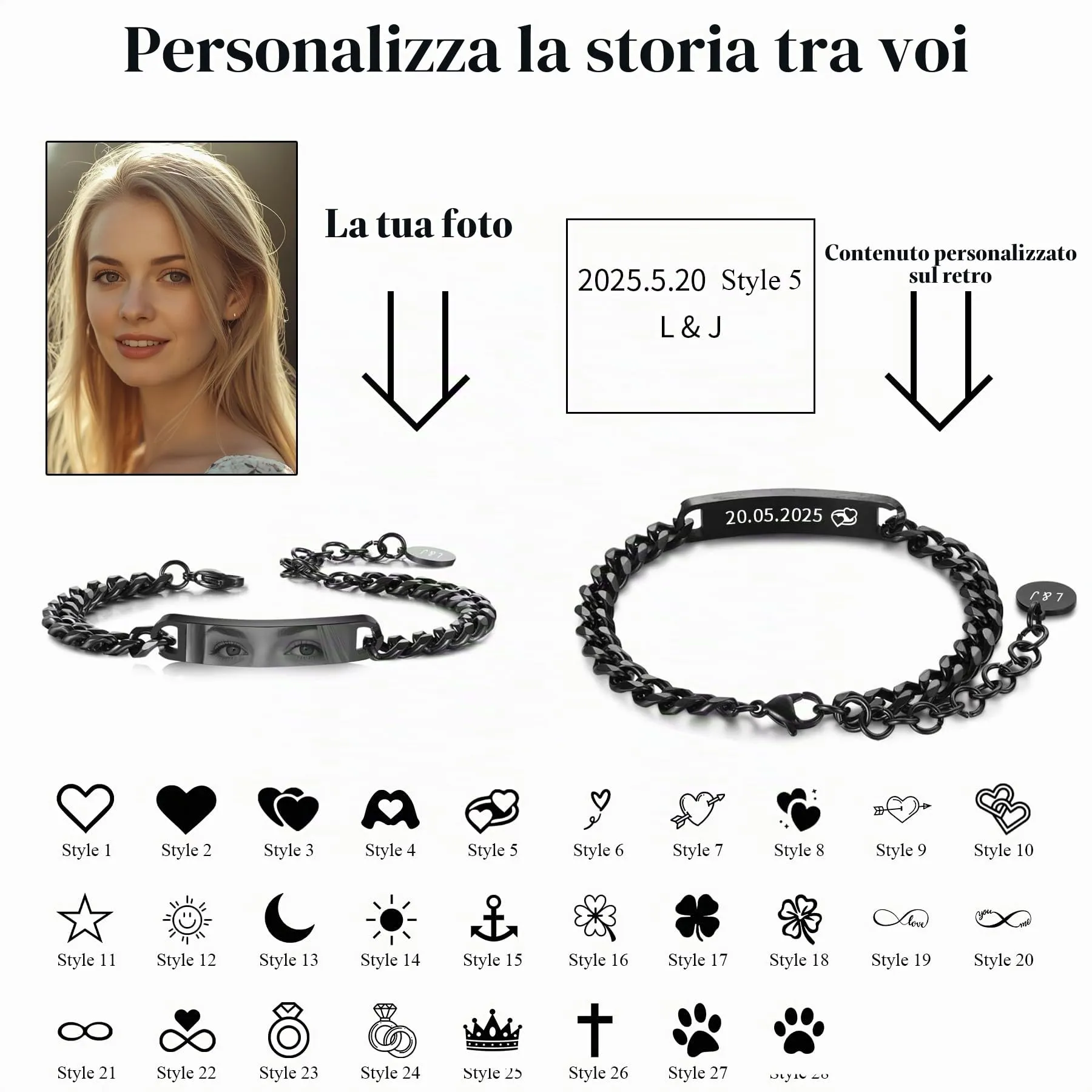 Bracciale Uomo Personalizzato con Foto degli Occhi, Regalo per Fidanzato - immagine 3