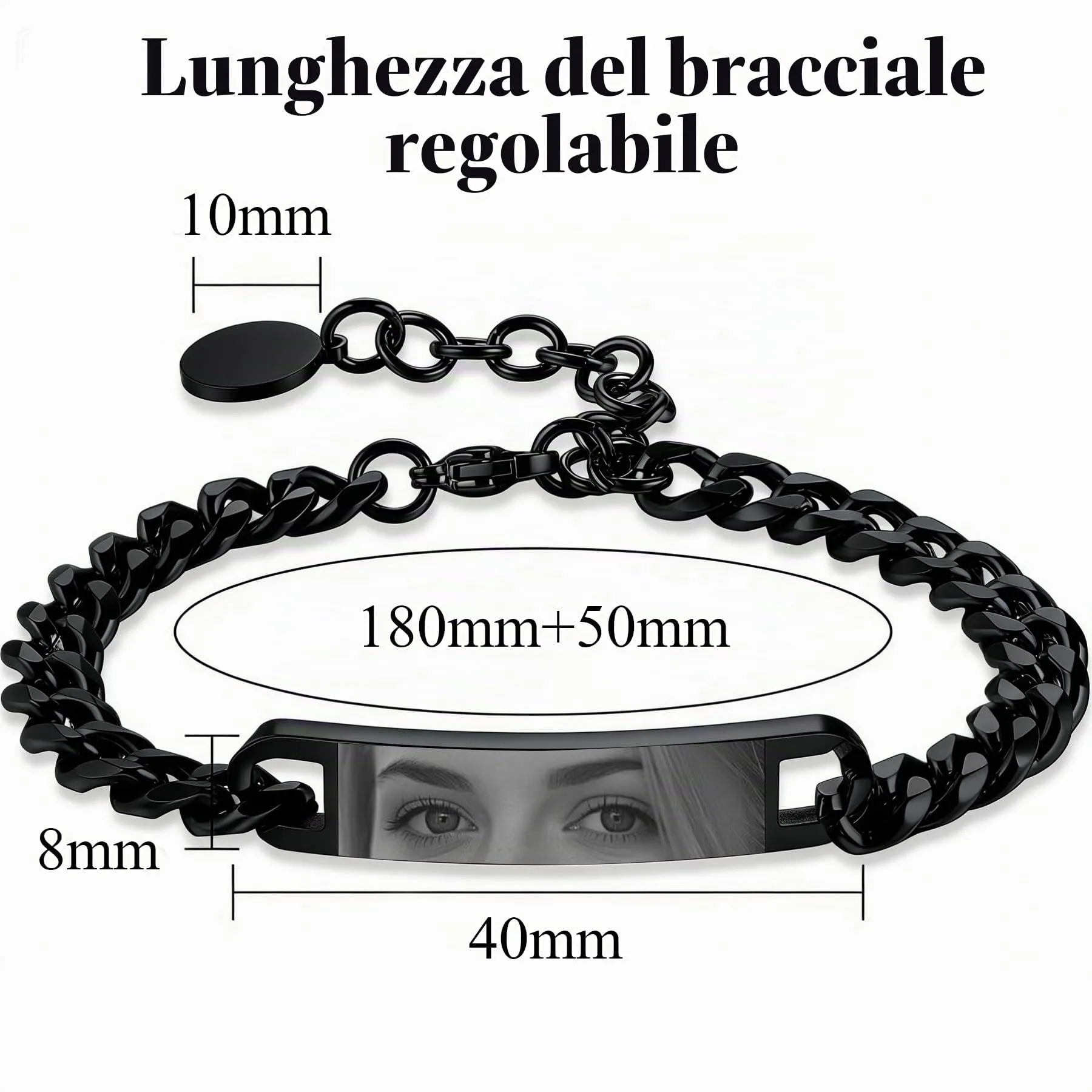 Bracciale Uomo Personalizzato con Foto degli Occhi, Regalo per Fidanzato - immagine 4