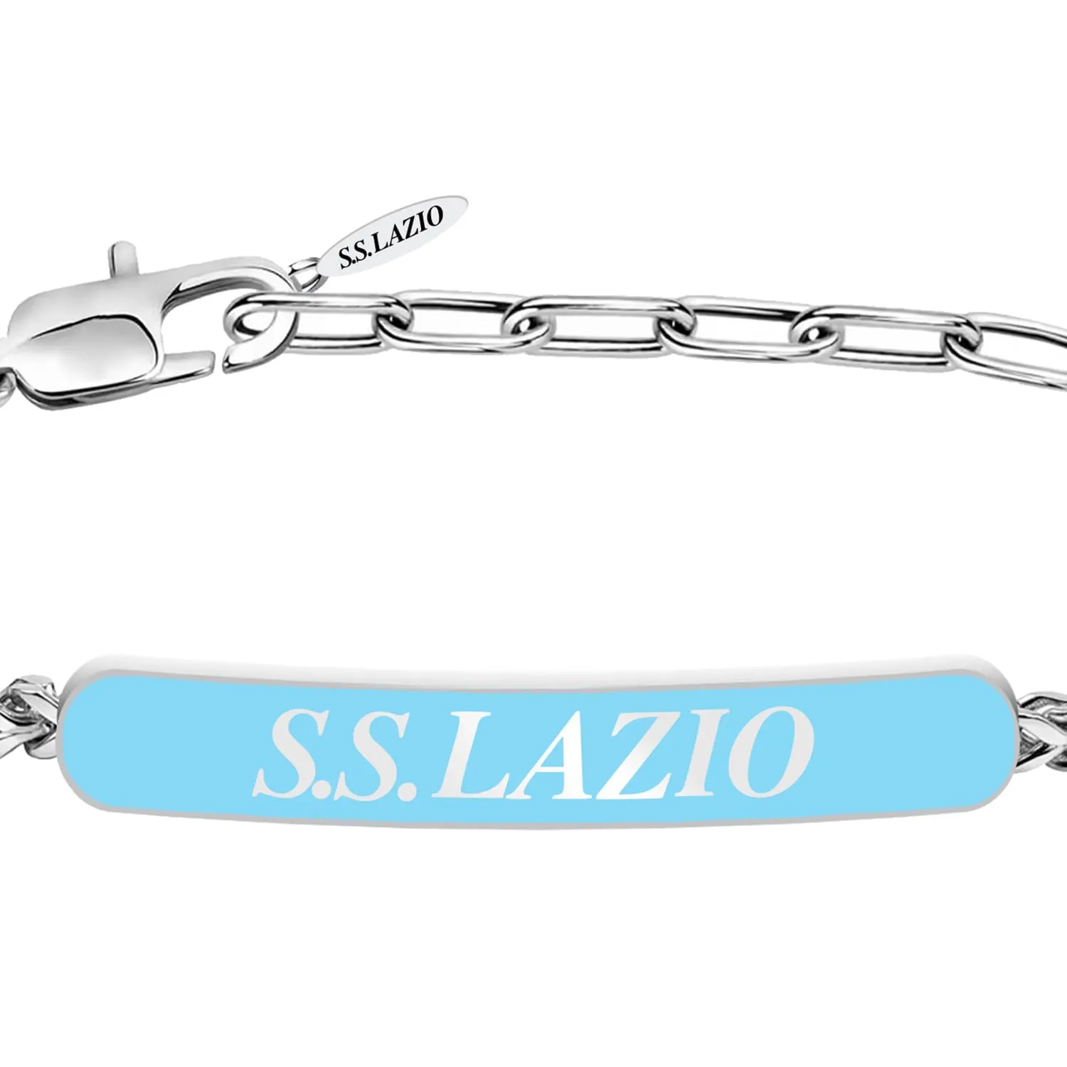 Clondo Bracciale Uomo Donna Lazio in Acciaio – Collezione Ufficiale Calcio – Accessorio Elegante e Sportivo con Logo – Idea Regalo per Tifosi – Vari Modelli Disponibili (Sky Blue Plate Lazio) - immagine 2