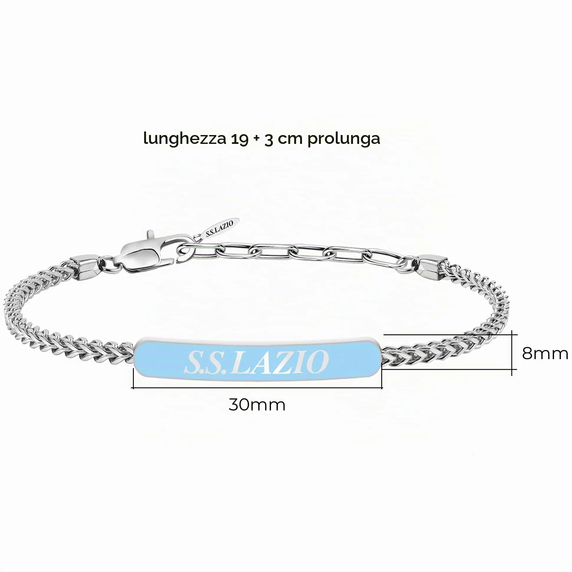 Clondo Bracciale Uomo Donna Lazio in Acciaio – Collezione Ufficiale Calcio – Accessorio Elegante e Sportivo con Logo – Idea Regalo per Tifosi – Vari Modelli Disponibili (Sky Blue Plate Lazio) - immagine 3