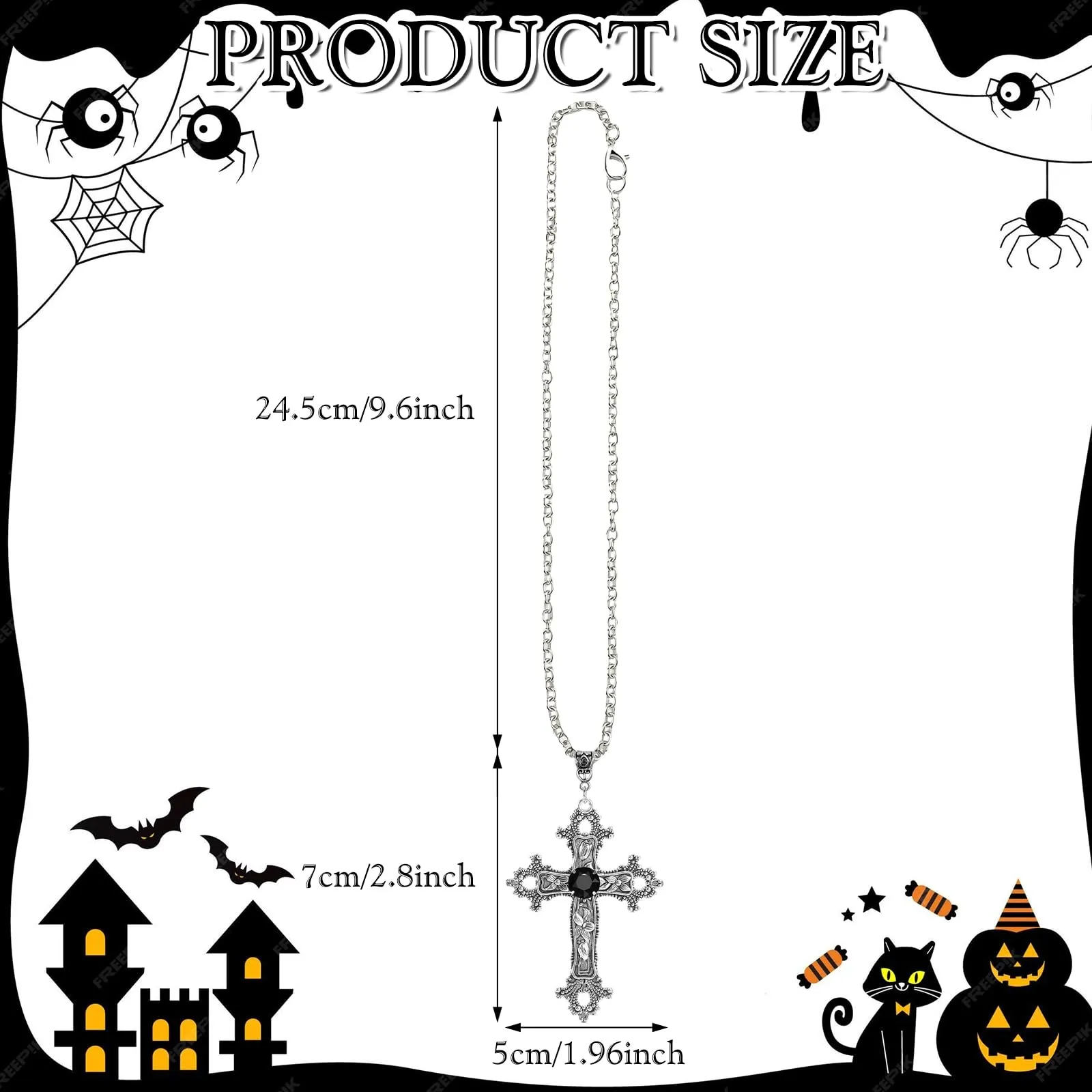 CATASTRBT Croce Collana, Gotica Collana-Croce, Vintage Collane con Croces Per Halloween Carnevale Cosplay Festa - immagine 2
