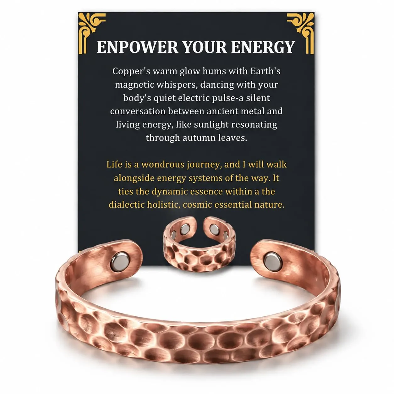 CBMZHF Bracciale in rame massiccio 100% puro | Bracciale regolabile in rame per uomo e donna | Bracciale in rame puro | Bracciale magnetico in rame | Regalo per innamorati, padre, compleanno - immagine 1