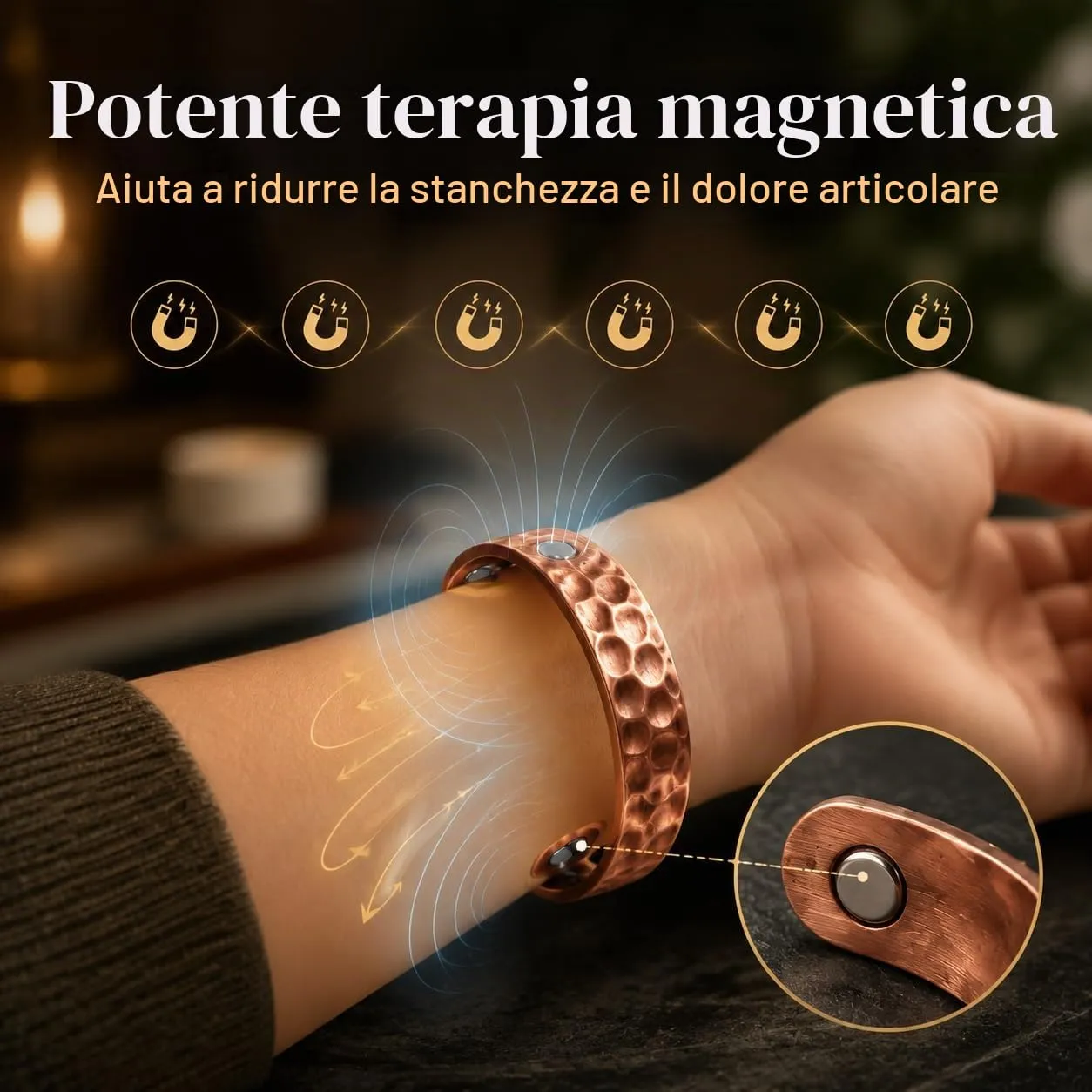 CBMZHF Bracciale in rame massiccio 100% puro | Bracciale regolabile in rame per uomo e donna | Bracciale in rame puro | Bracciale magnetico in rame | Regalo per innamorati, padre, compleanno - immagine 3