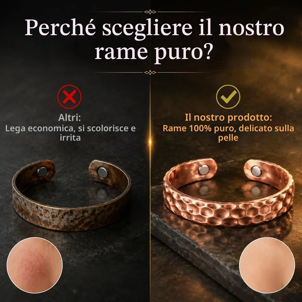 CBMZHF Bracciale in rame massiccio 100% puro | Bracciale regolabile in rame per uomo e donna | Bracciale in rame puro | Bracciale magnetico in rame | Regalo per innamorati, padre, compleanno - immagine 4