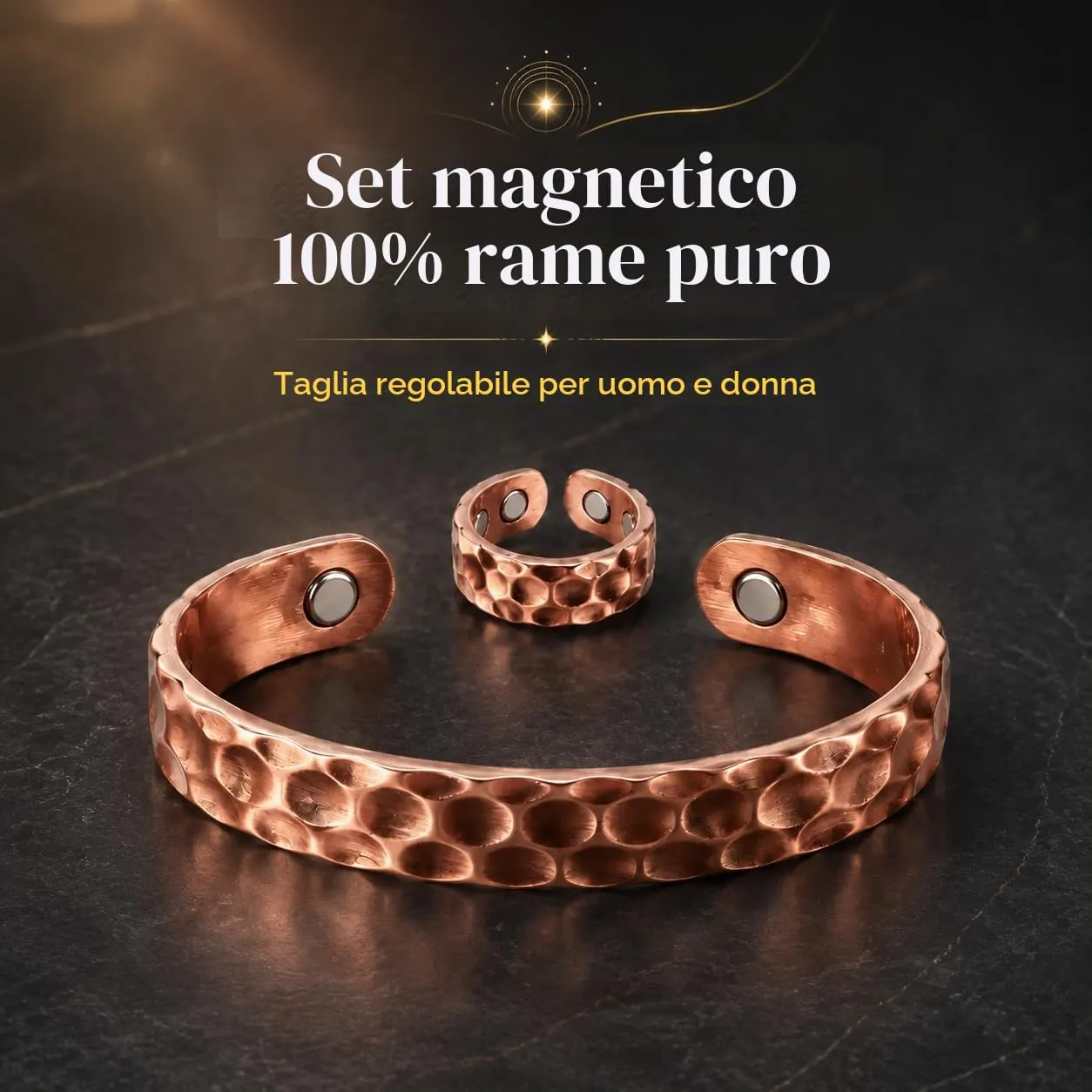 CBMZHF Bracciale in rame massiccio 100% puro | Bracciale regolabile in rame per uomo e donna | Bracciale in rame puro | Bracciale magnetico in rame | Regalo per innamorati, padre, compleanno - immagine 5
