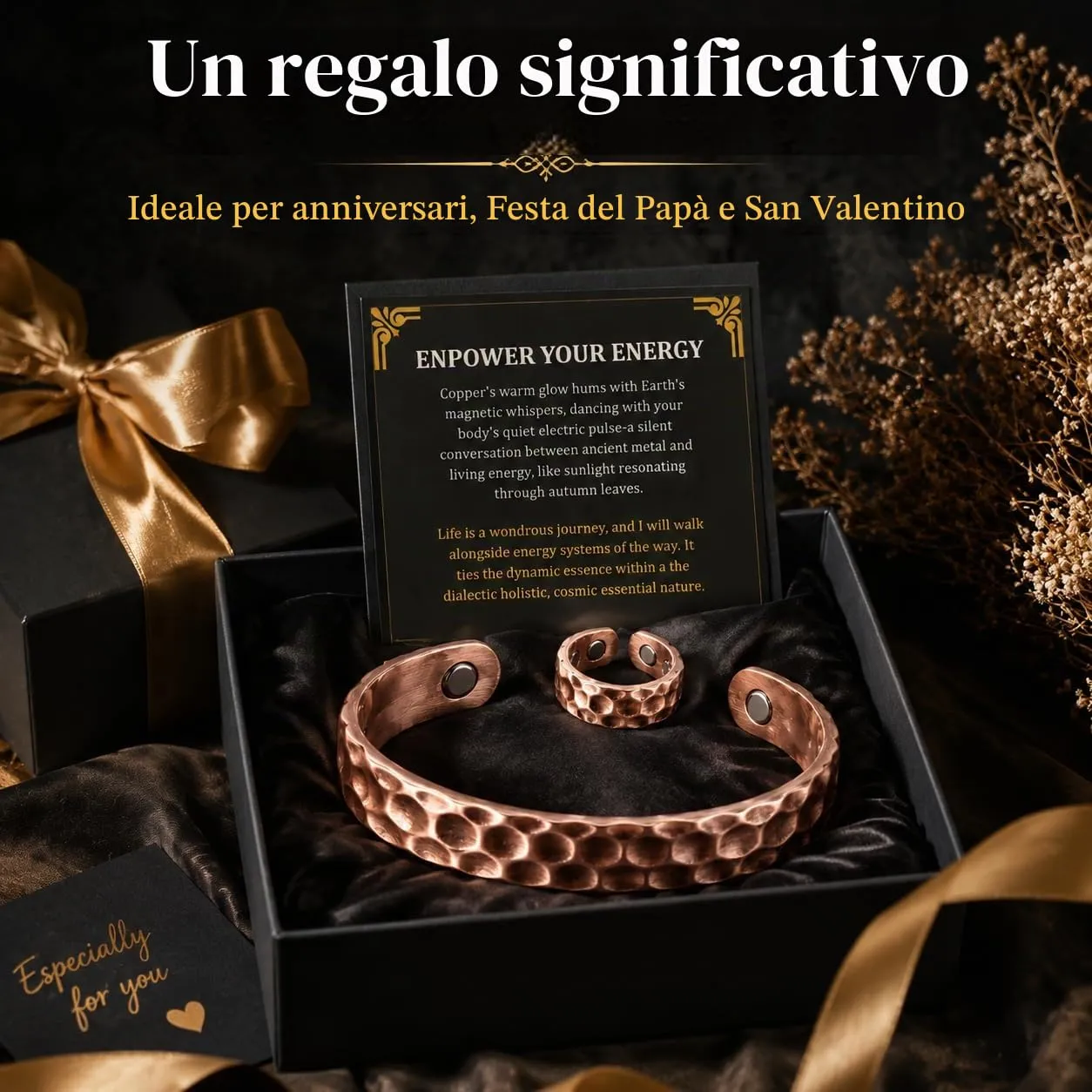 CBMZHF Bracciale in rame massiccio 100% puro | Bracciale regolabile in rame per uomo e donna | Bracciale in rame puro | Bracciale magnetico in rame | Regalo per innamorati, padre, compleanno - immagine 7