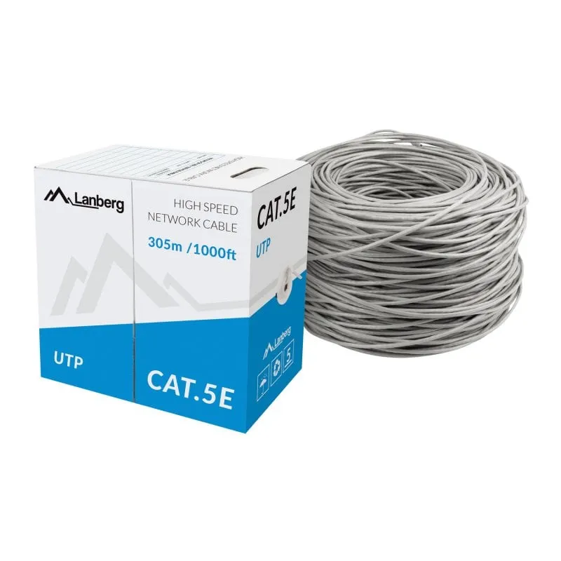 Cavo di rete Lanberg Coil RJ45 Cat5e UTP rigido CCA intrecciato 305 m Grigio - immagine 1