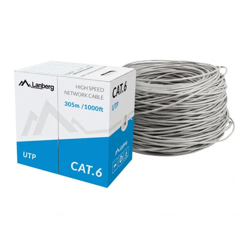 Cavo di rete Lanberg Coil RJ45 Cat.6 UTP rigido CCA 305 m Grigio - immagine 1