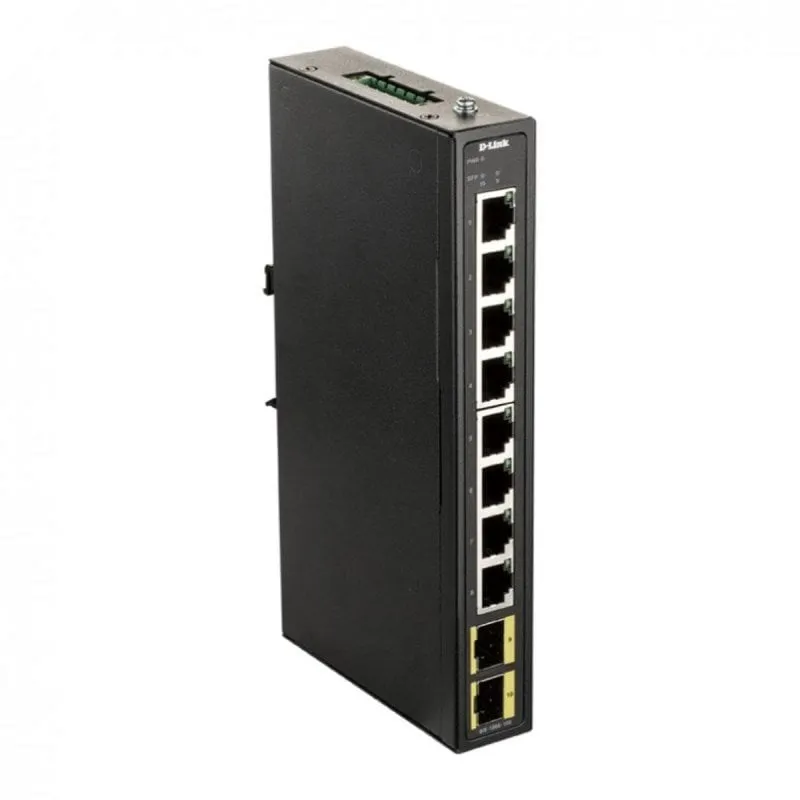 Switch industriale D-Link DIS-100G-10S 8 porte Gigabit 2 SFP senza ventola DIN IP40 - immagine 1