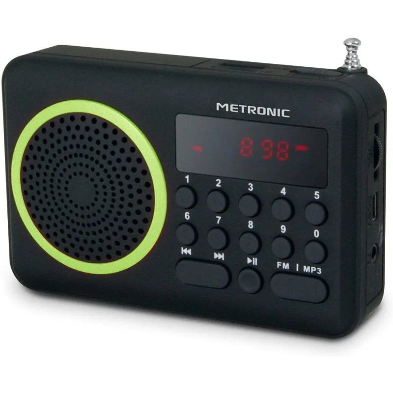 Metronic Radio FM MP3 Portatile USB/Micro SD Nero/Verde - immagine 1