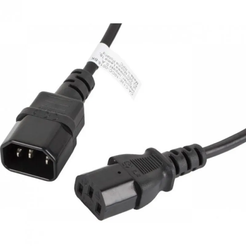 Cavo di prolunga Lanberg IEC 320 C13 a C14 maschio/femmina 1,8 m Nero - immagine 1