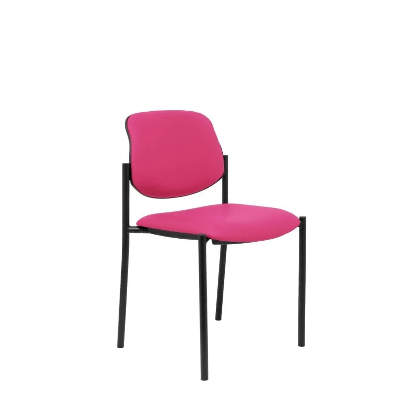 Piqueras y Crespo Villalgordo Sedia fissa in ecopelle rosa telaio nero - immagine 1