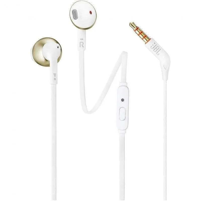 Auricolari JBL Tune 205 con cavo Jack 3,5 mm, microfono integrato, In-ear Champagne Gold - immagine 1