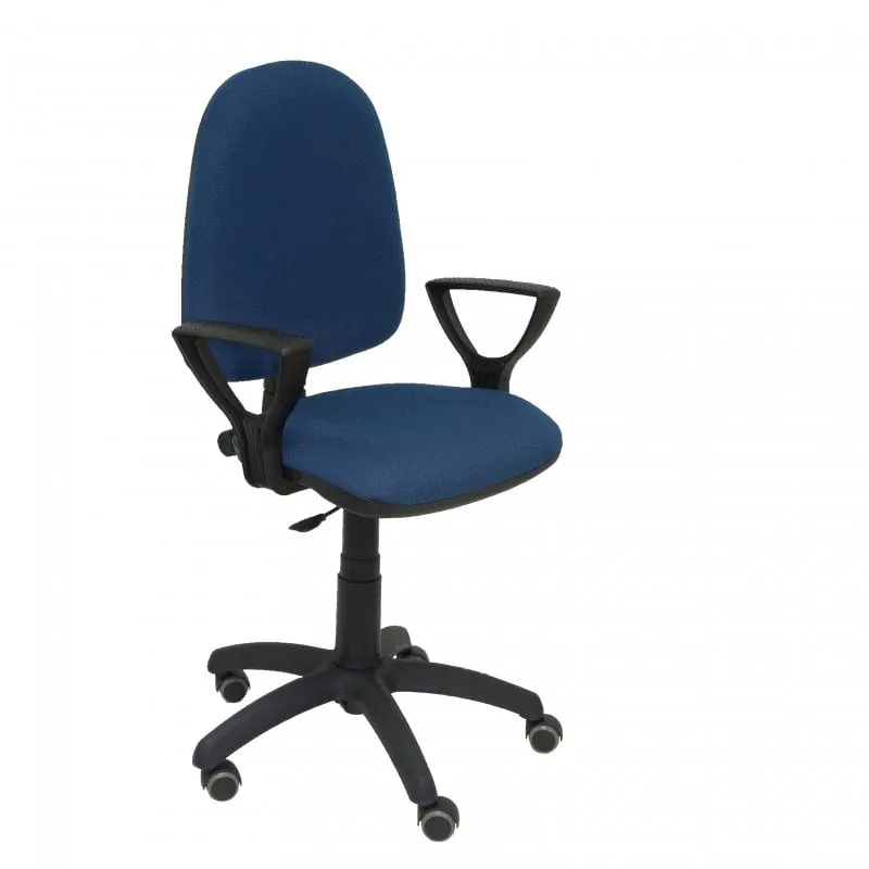 Sedia Piqueras y Crespo Ayna Bali con braccioli fissi in parquet blu navy e ruote - immagine 1