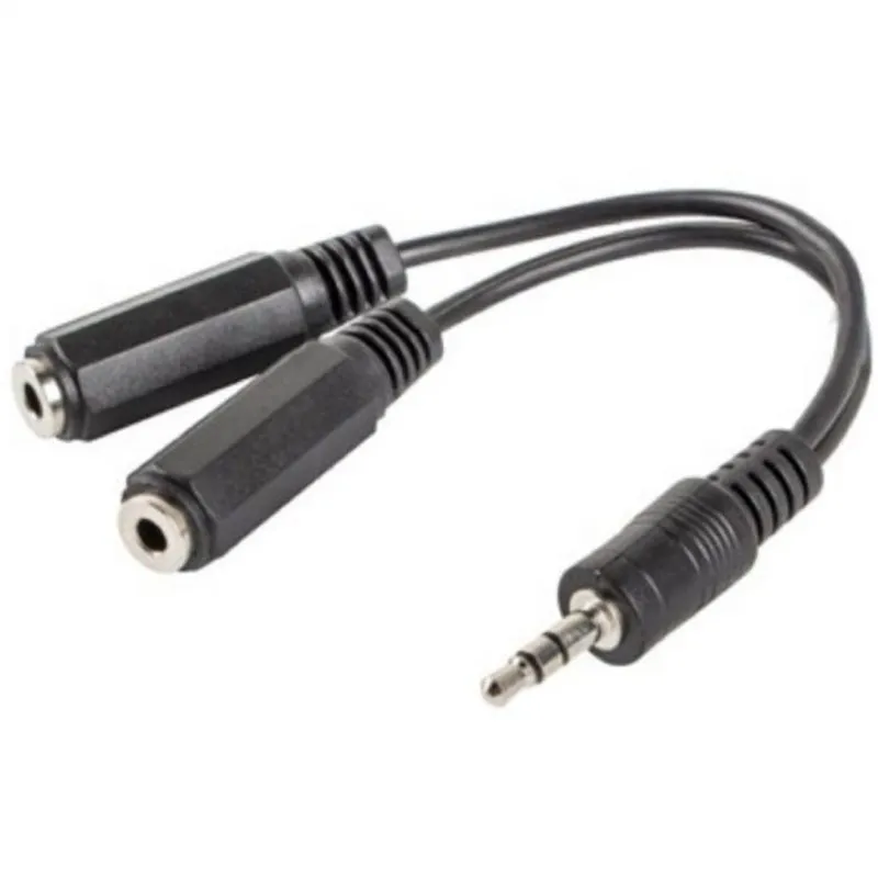 Adattatore Lanberg Jack 3.5mm a 2xJack 3.5mm Maschio/Femmina 10cm Nero - immagine 1