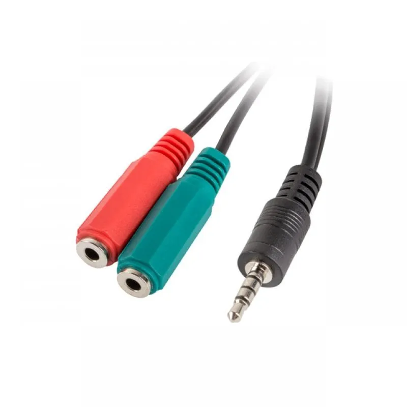 Adattatore Lanberg Jack 3.5mm a 2xJack 3.5mm Maschio/Femmina 20cm Nero - immagine 1