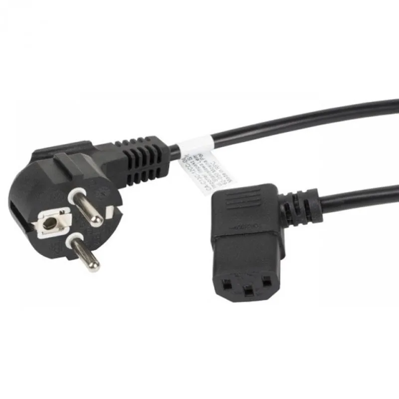 Lanberg Cavo Prolunga Angolare CEE 7/7 a IEC 320 C13 Maschio/Femmina 1,8 m VDE Nero - immagine 1