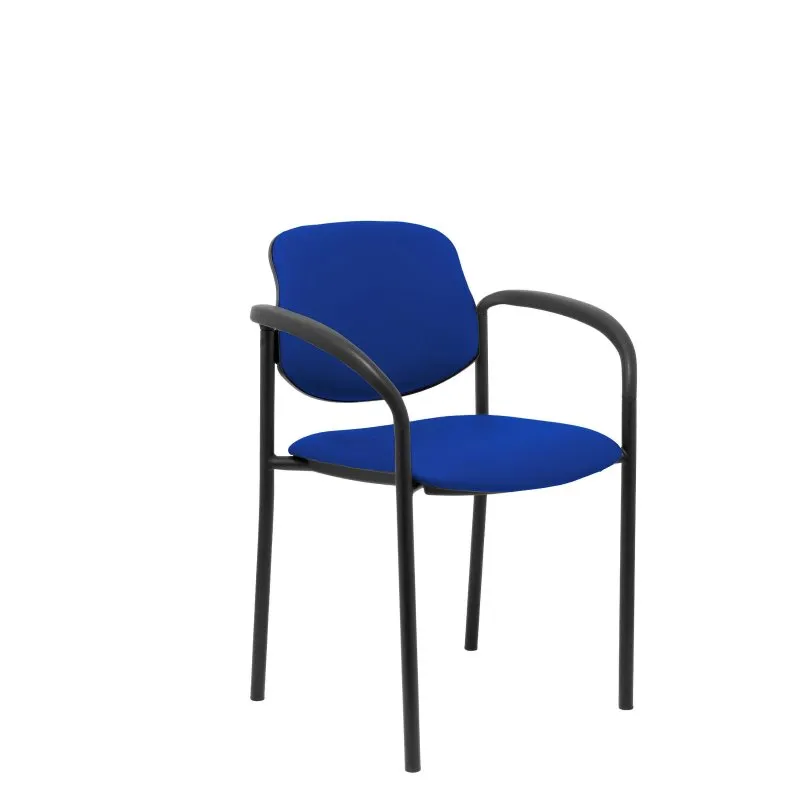 Sedia fissa Piqueras y Crespo Villalgordo, telaio in pelle simille blu e braccioli neri - immagine 1